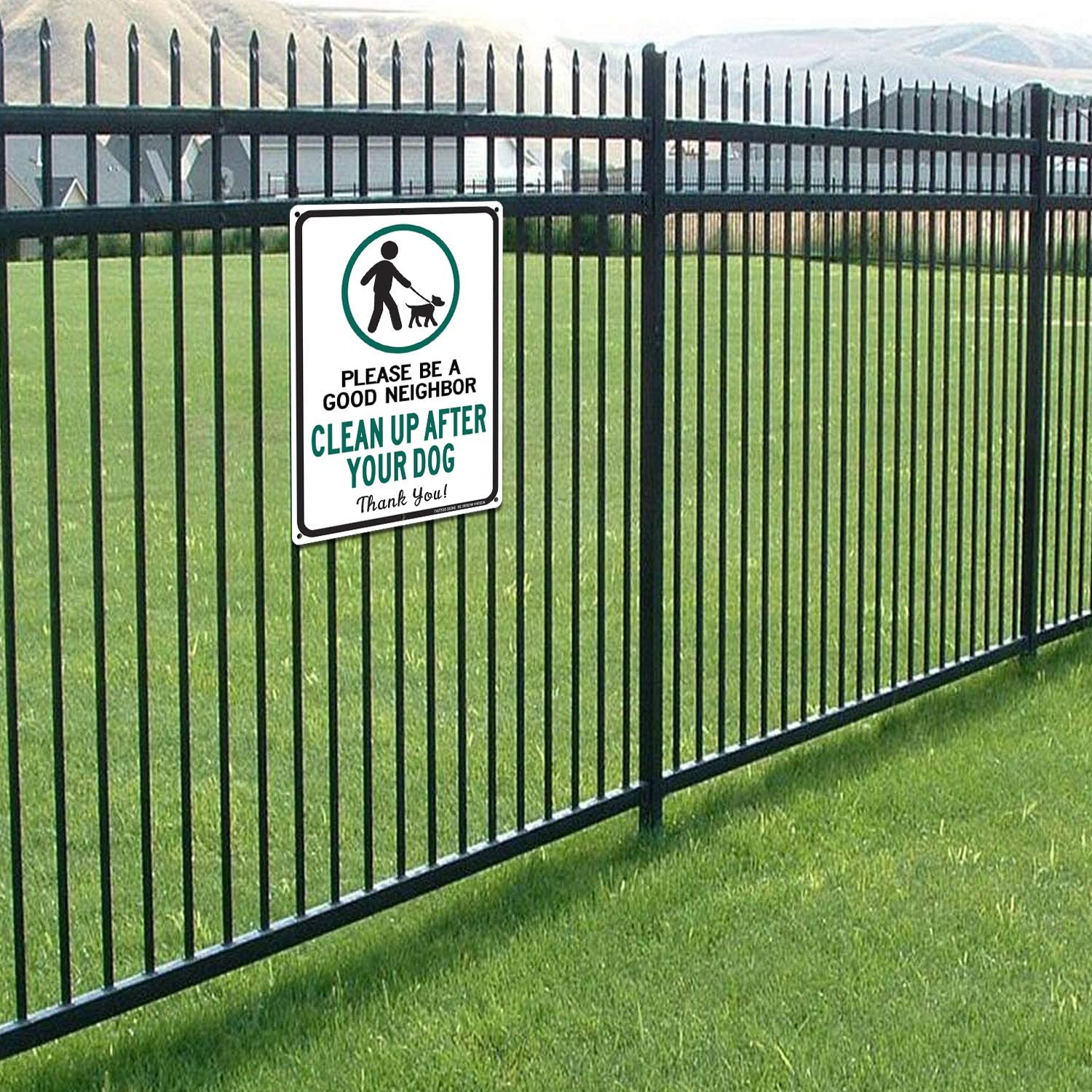 Clean Up After Your Dog Sign 2 Pack, Please Be a Good Neighbor, Clean Up After Your Pets, Be a Good Neighbor Sign, 14x10 Rust Free .40 Aluminum UV Printed, Easy to Mount Weather Resistant, Non-fading