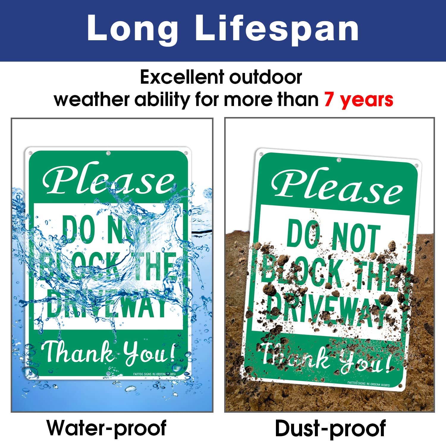 Please Do Not Block The Driveway Thank You Sign, No Parking Sign, 14 x10 Inches .40 Rust Free Aluminum, UV Protected, Durable Ink, Weatherproof, Weather Resistant, Easy To Mount, Indoor &amp; Outdoor Use