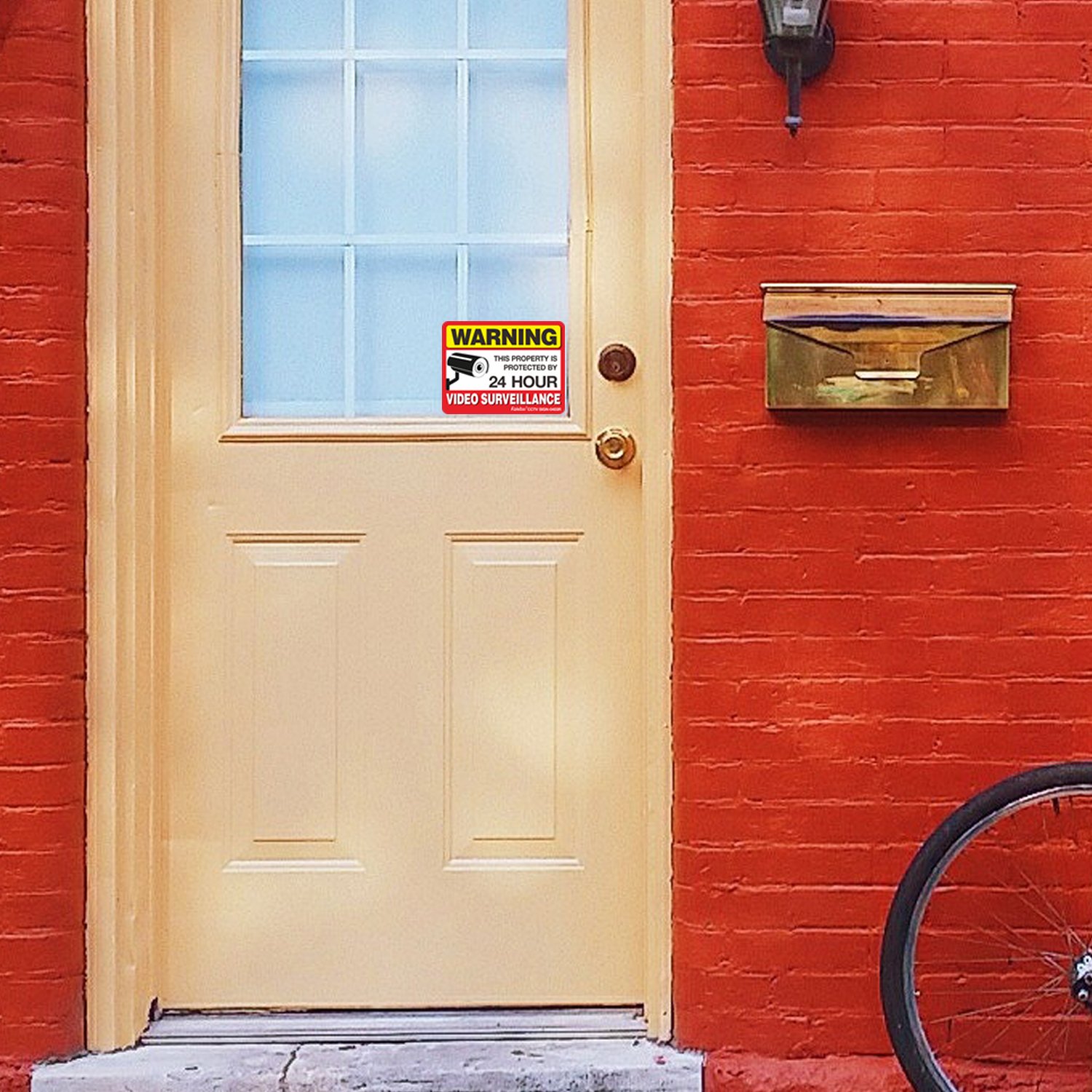 Video Surveillance Sign Reflective Sticker (8 Pack) - Decal Self Adhesive 4 x 3 Inches 4 Mil Vinyl Decal — Indoor &amp; Outdoor Use — UV Protected &amp; Waterproof — Sleek, Rounded Corners