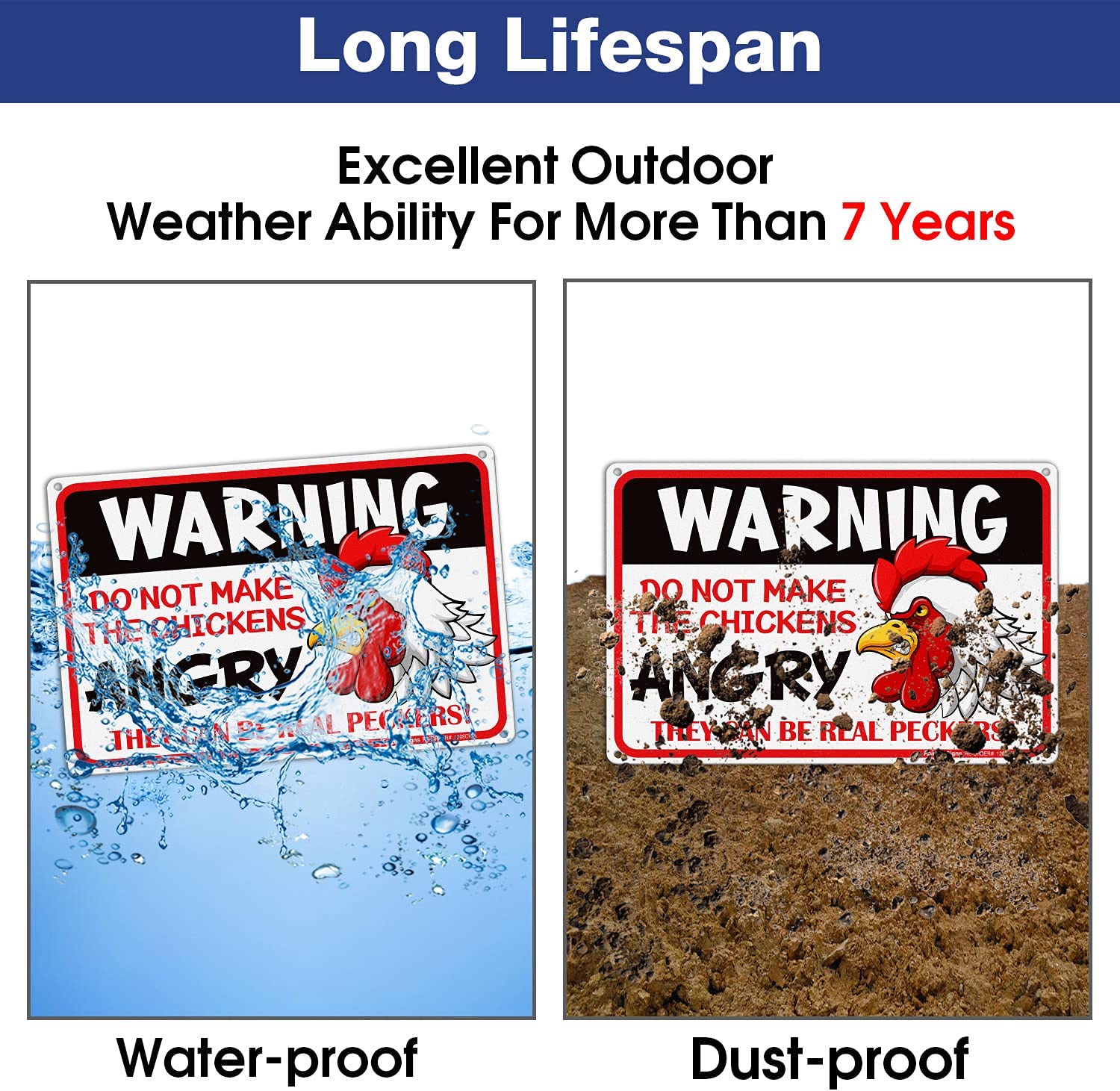 Chicken Sign, Warning Sign Do Not Make The Chickens Angry, Chicken Coop Signs, 8 x 12 Inch Rust Free Aluminum Metal Chicken Decor, Reflective,Weather/Fade Resistant, Easy Mounting, Indoor/Outdoor Use