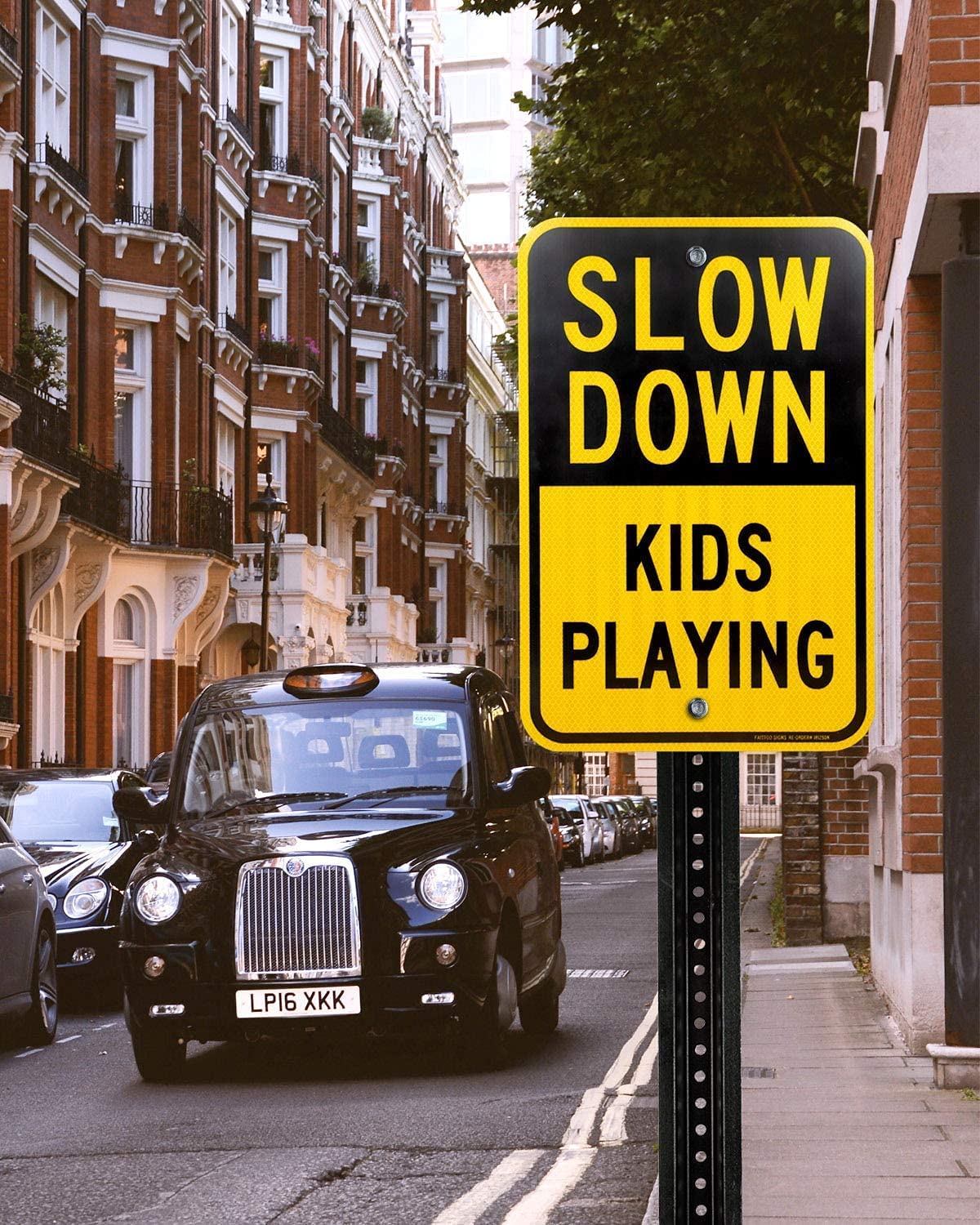 Slow Down Kids Playing Signs, Slow Down Children Playing Sign, 18 x 12 Engineer Grade Reflective Sheeting Rust Free Aluminum, Weather Resistant, Waterproof, Durable Ink, Easy To Mount