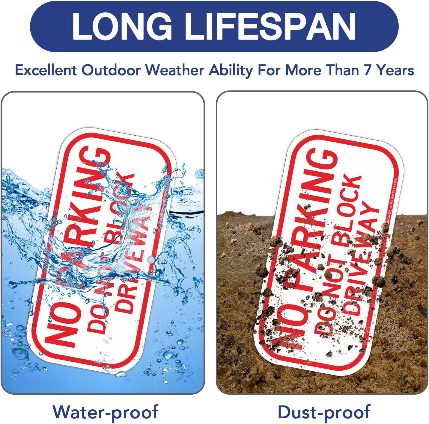 2 Pack No Parking Sign, Do Not Block Driveway Sign, Rust Free .40 Aluminum 12 x 6 Inches, UV Protected , Weather Resistant, Waterproof, Durable Ink，Easy to Mount