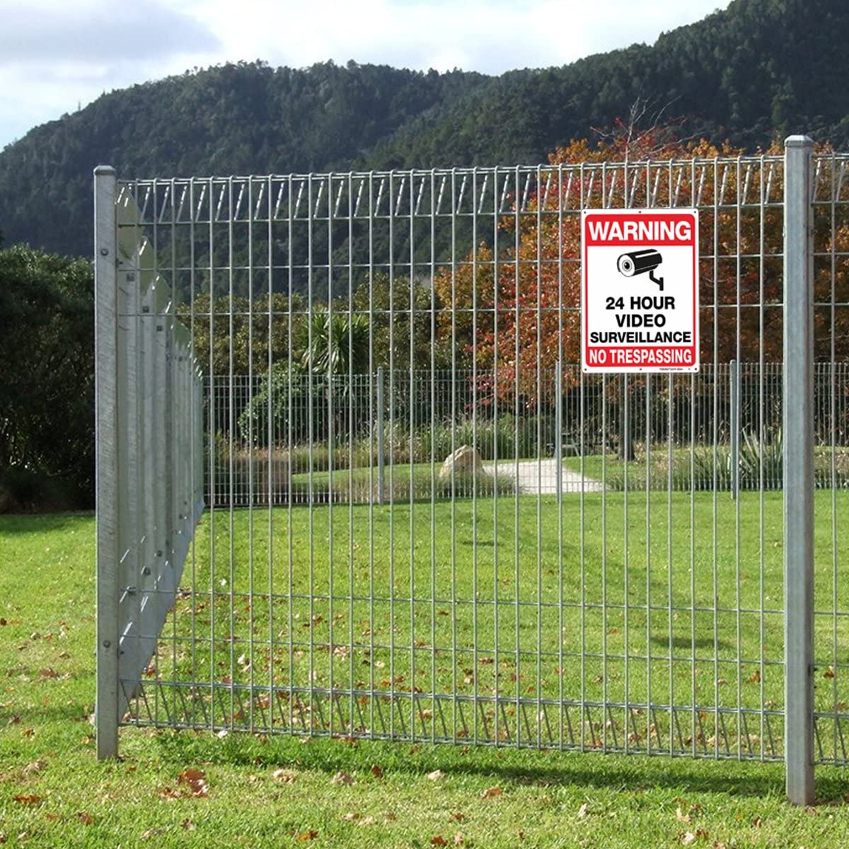 Video Surveillance Sign, No Trespassing Sign, Metal Reflective Warning Sign, 10 x7 Inches 0.40 Aluminum, (2 Pack) Fade Resistant, UV Protected, Waterproof, Indoor or Outdoor Use for Home Business CCTV