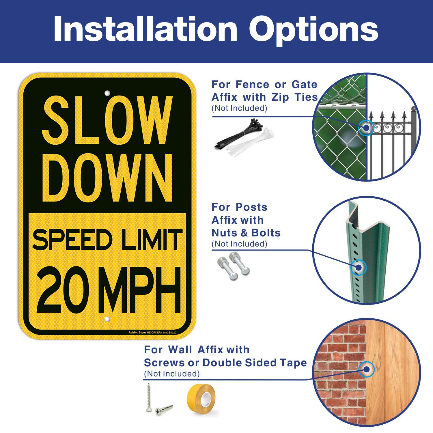 Slow Down Speed Limit 15 MPH Sign, Slow Down Sign, 18 x 12 Inches Engi