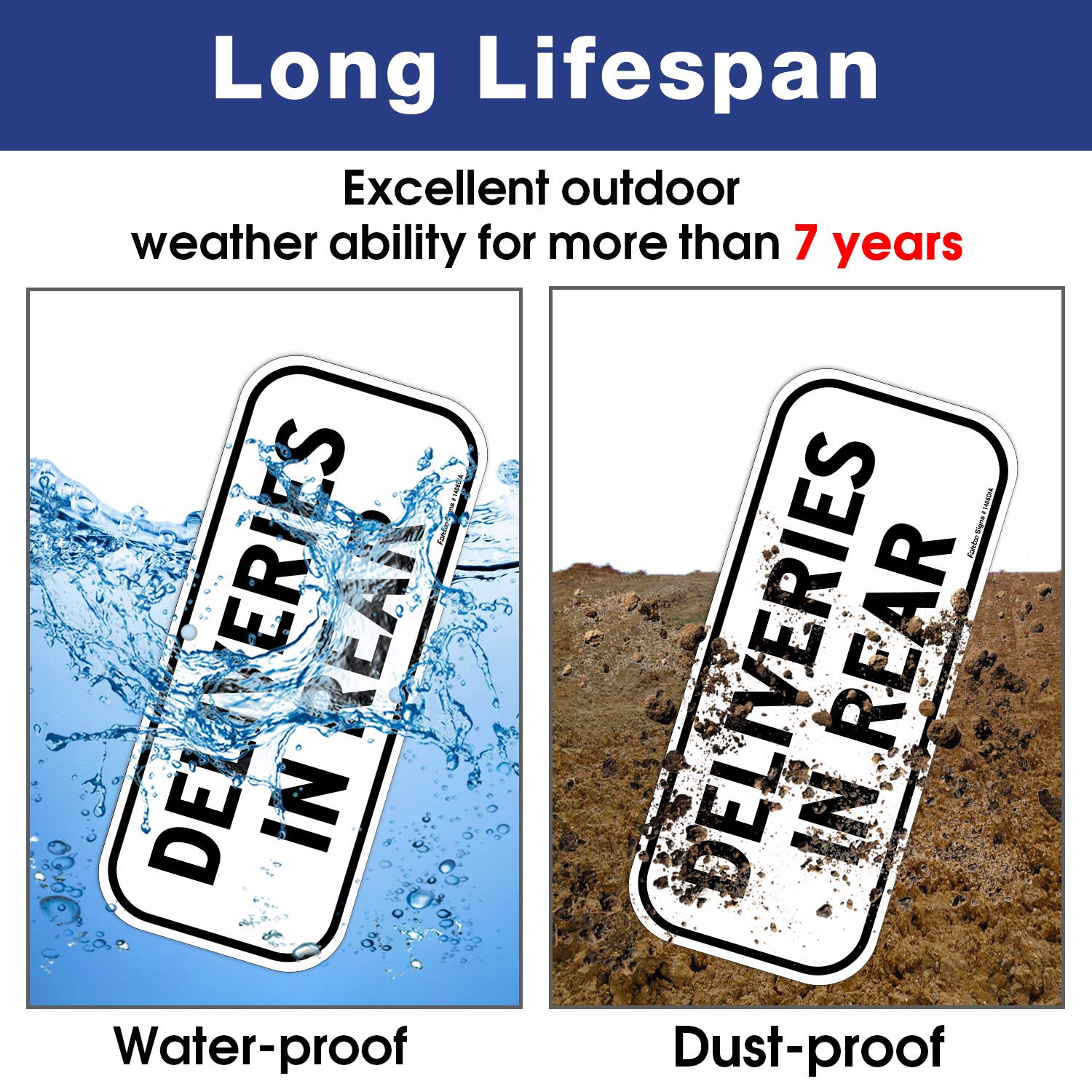 Deliveries in Rear Sign,14x6 Inches Rectangle Rust Free Aluminum Metal Sign,Weather/Fade Resistant,Easy to Mount, Black on White,Indoor/Outdoor Use