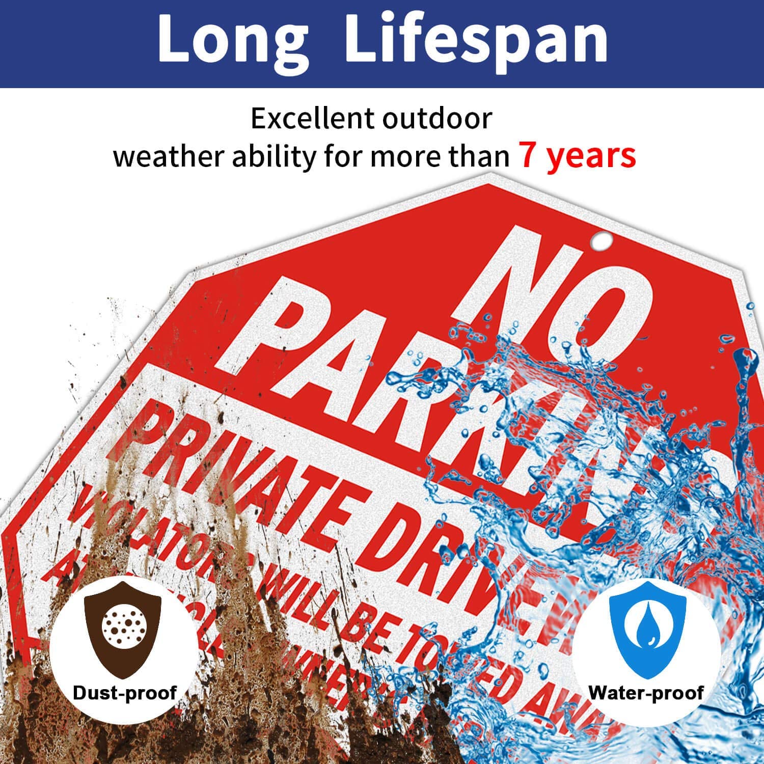 No Parking Sign, Private Driveway Sign Violators Will Be Towed Away at Vehicle Owner's Expense Sign, 12 x 12 Reflective Rust Free Aluminum, Weather Resistant, Durable Ink, Easy to Mount