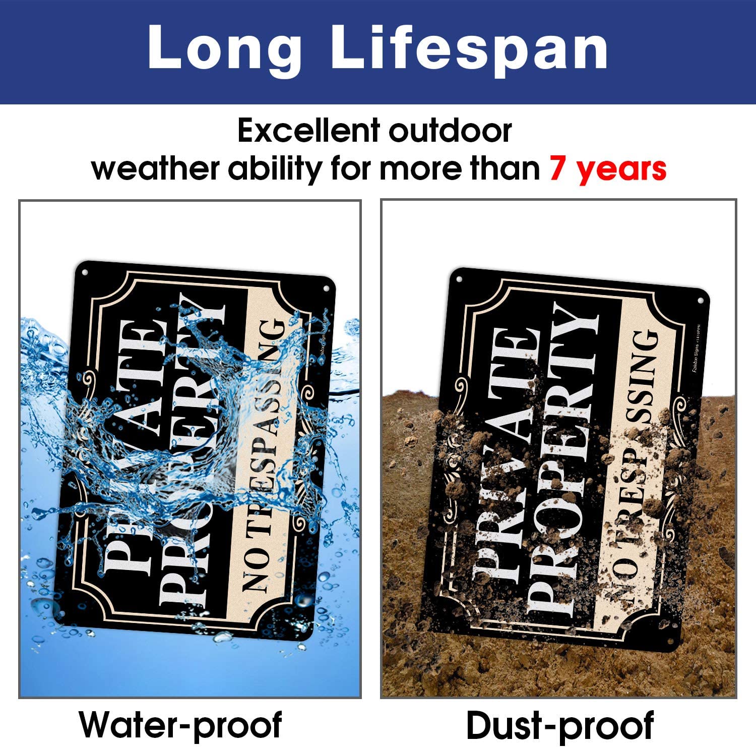 No Trespassing Signs Private Property,14x10 Inch Rust Free Aluminum Metal Sign,Reflective,Fade Resistant,UV Protected,Weatherproof Up to 7 Years Indoor/Outdoor Use