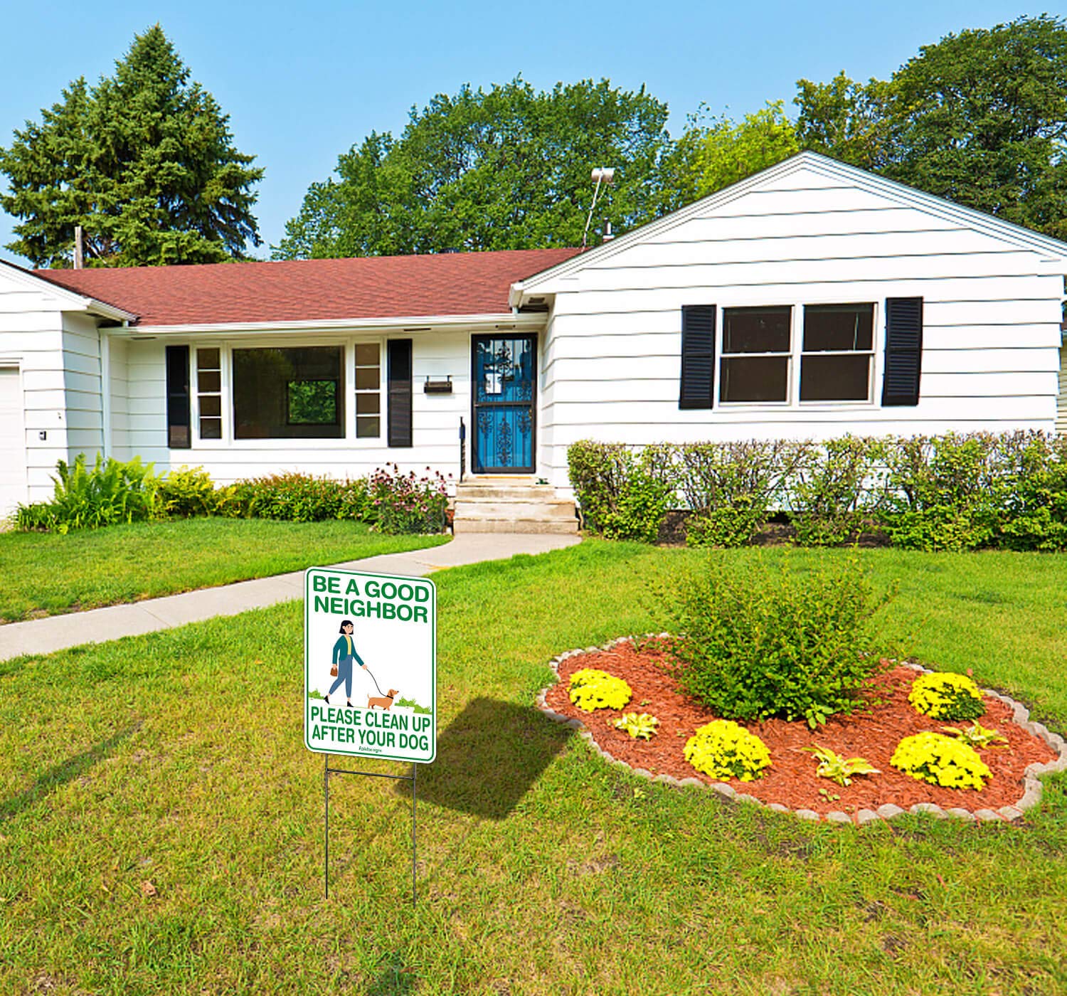 Clean Up After Your Dog Sign, 12 x 9 Clean Up After Your Pets Sign, Double Sided with Metal Wire H-Stakes Stands Corrugated Plastic, Waterproof, Weather Resistant, Easy to Mount, Non-fading