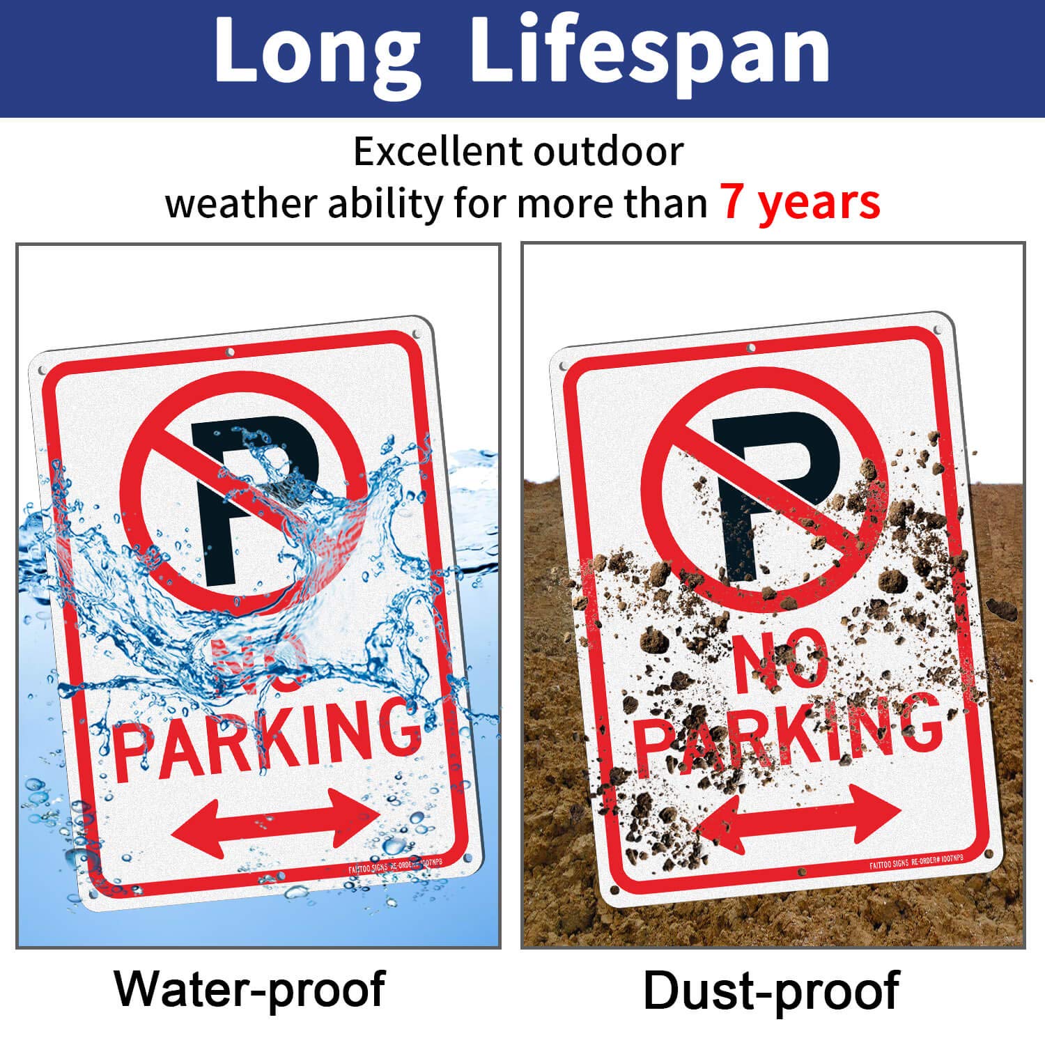 (4 Pack) No Parking Sign With Symbol With Arrows Sign, 10 x 7 Inches Reflective .40 Rust Free Aluminum , UV Protected, Weather Resistant, Waterproof, Durable Ink, Easy To Mount
