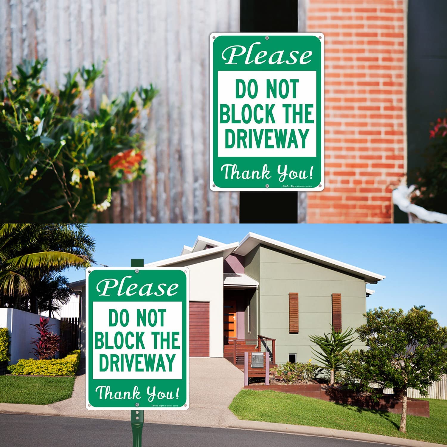 Please Do Not Block The Driveway Thank You Sign, No Parking Sign, 14 x10 Inches .40 Rust Free Aluminum, UV Protected, Durable Ink, Weatherproof, Weather Resistant, Easy To Mount, Indoor &amp; Outdoor Use