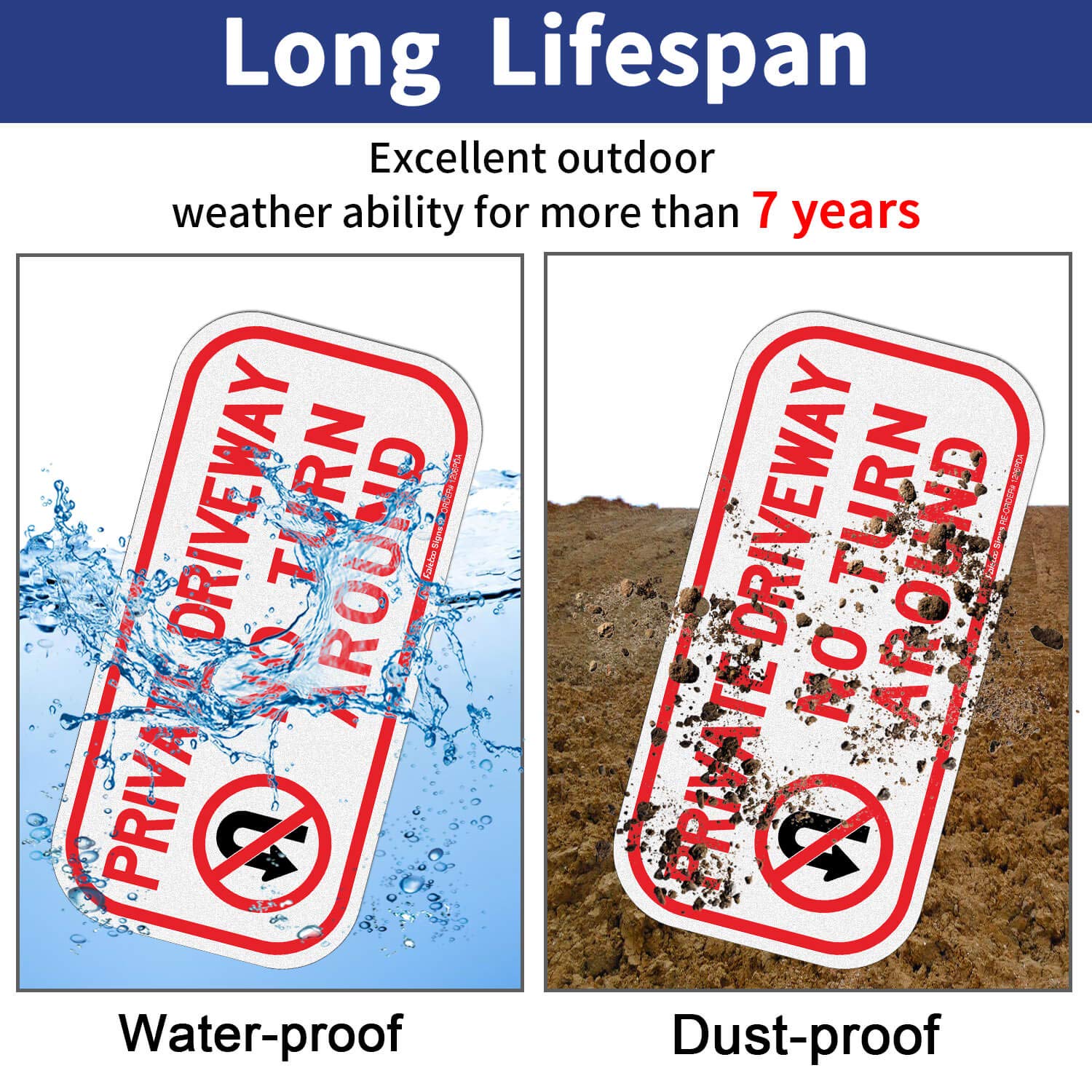 Private Driveway Sign,No Turn Around Driveway Sign, 4 Pack, Reflective .40 Rust Free Aluminum 12 x 6 Inches, UV Protected, Weather Resistant, Waterproof, Durable Ink，Easy to Mount