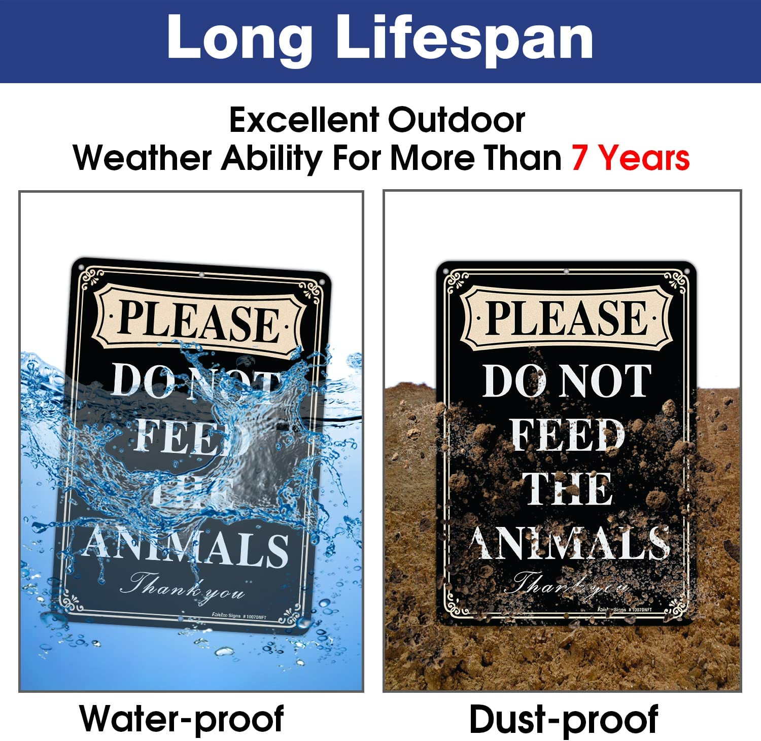 Faittoo Please Do Not Feed The Animals Sign, 2-Pack 10 x 7 Inch Reflective Rust Free Aluminum, UV Protected, Weather/Fade Resistant, Easy to Install and Read, Indoor/ Outdoors Use