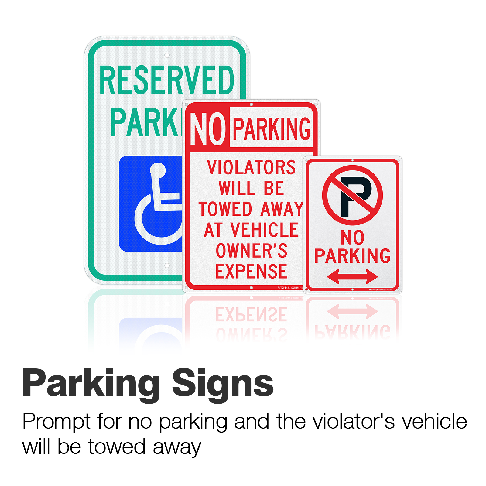 Faittoo 18" x 12" Reserved Parking Sign, Handicap Parking with Picture of Wheelchair Sign and 14" x 10" No Parking With Symbol Sign. Reflective Aluminum Traffic Sign, UV Protected, Fade Resistant, Easy to Install