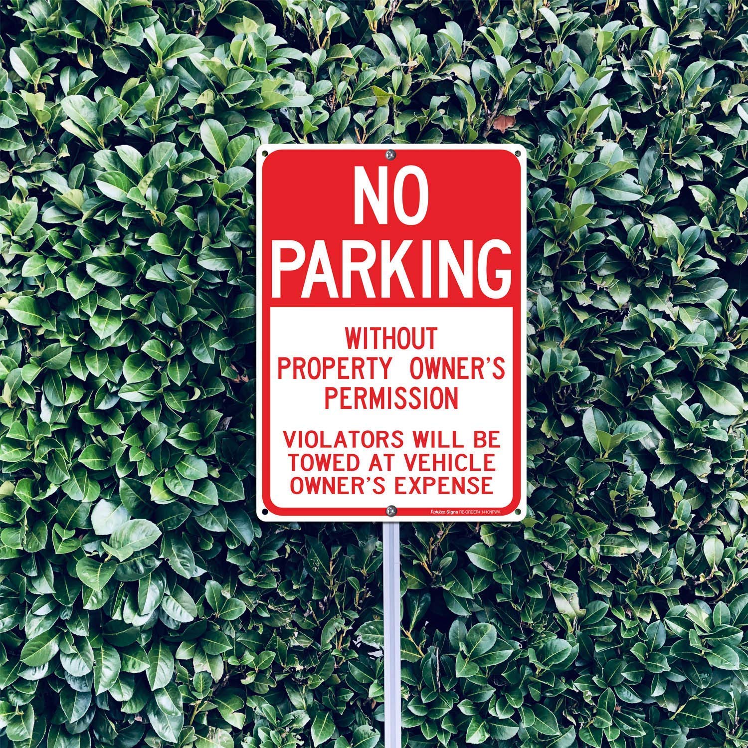 No Parking Without Property Owner's Permission, Violators Will Be Towed at Vehicle Owner's Expense Sign, Reflective .40 Rust Free Aluminum 14 x 10, UV Protected, Weather Resistant, Waterproof, Durable