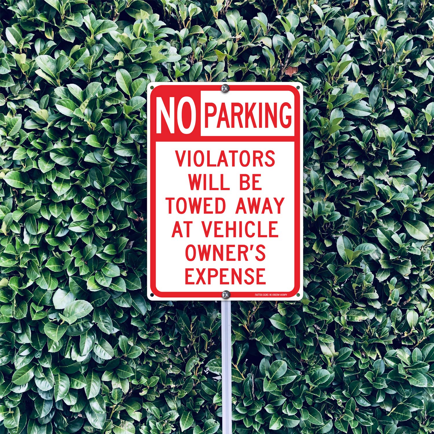 No Parking Sign, Violators Will Be Towed Away at Vehicle Owners Expense, 14 X 10 Reflective .40 Rust Free Aluminum, UV Protected , Weather Resistant, Waterproof, Durable Ink，Easy to Mount