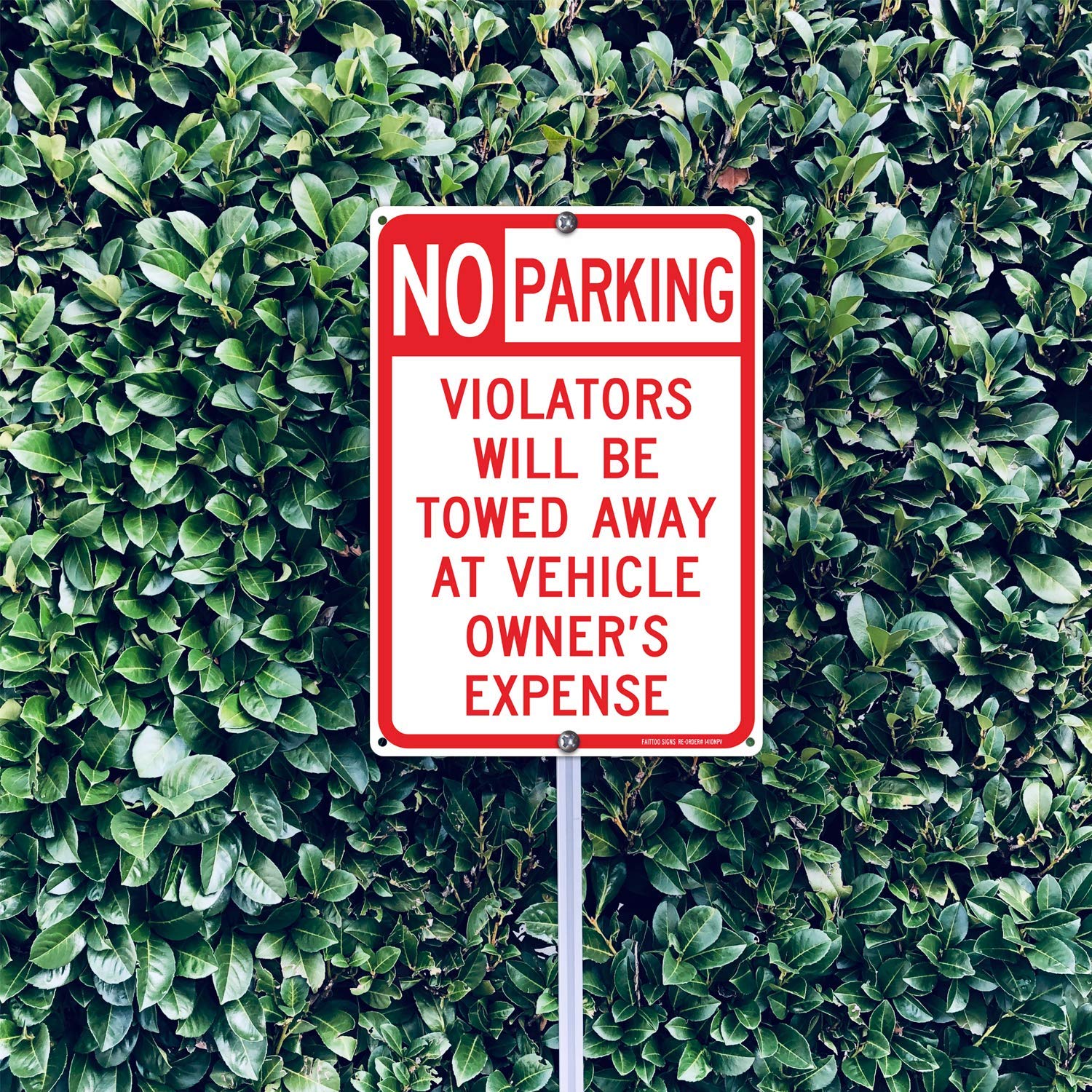 No Parking Sign 2 Pack, Violators Will Be Towed Away at Vehicle Owners Expense, 14 X 10 Reflective .40 Rust Free Aluminum, UV Protected, Weather Resistant, Waterproof, Durable Ink，Easy to Mount