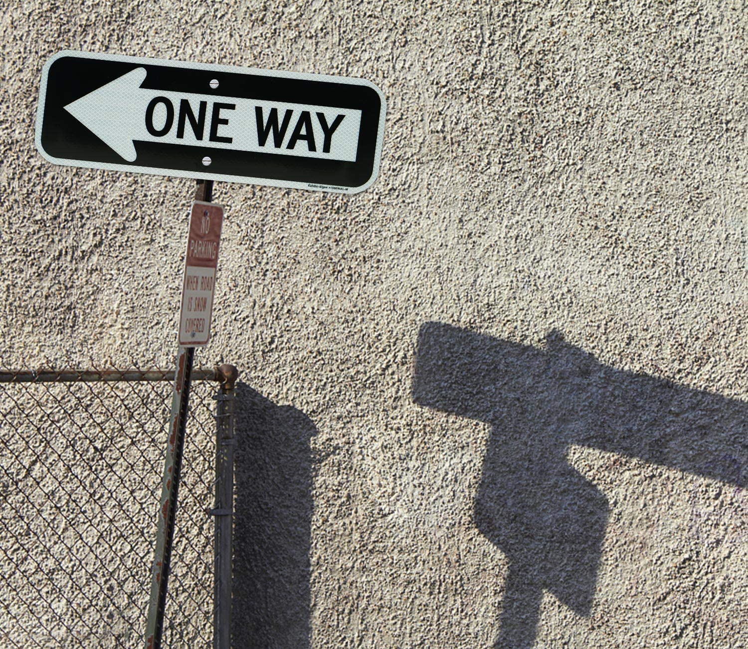 One Way Sign with Left Arrow, 18x6 Inches Engineer Grade Reflective Ru