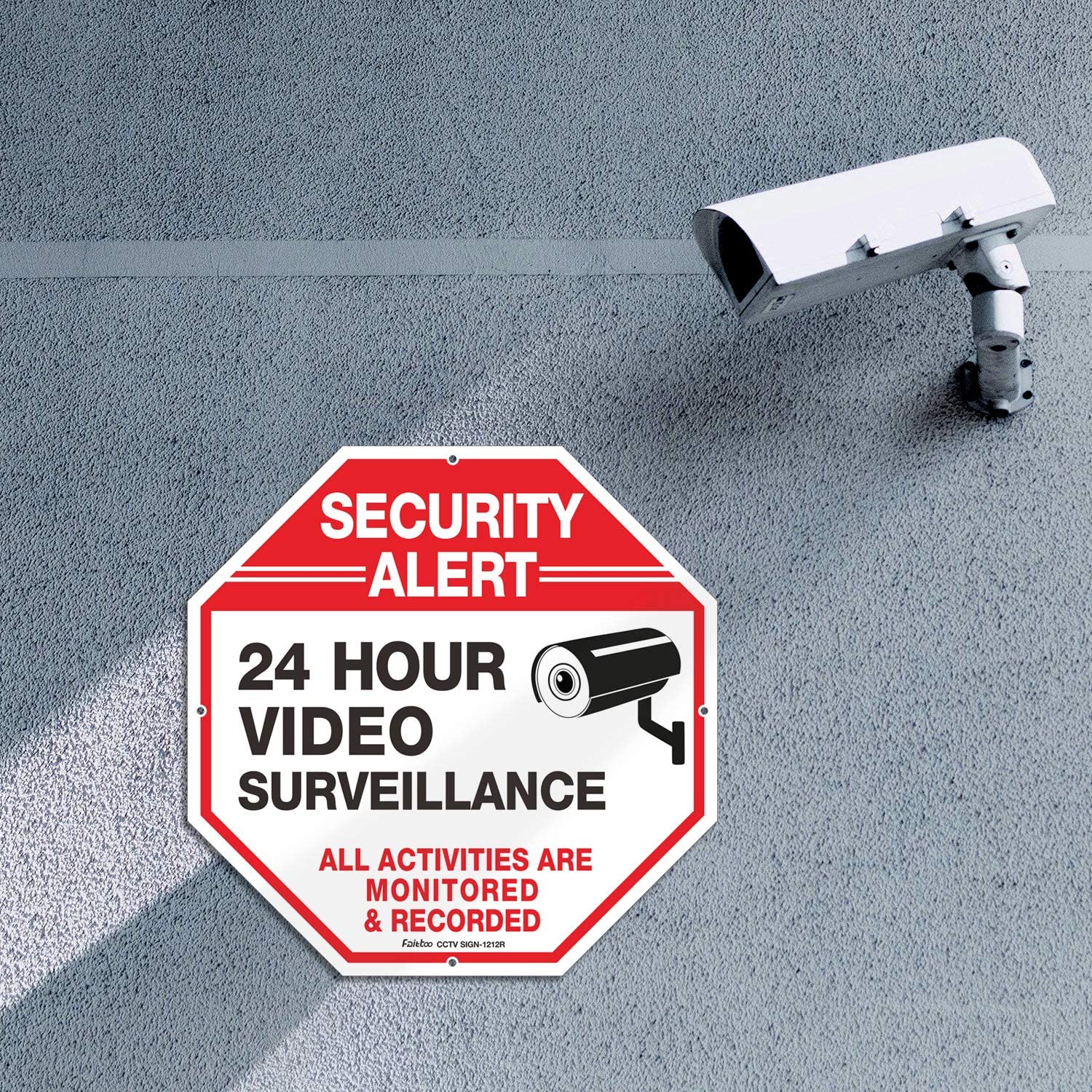 Video Surveillance Signs (2 Pack) 12 x 12 Rust Free .040 Aluminum Security Warning Reflective Metal Signs, Indoor or Outdoor Use for Home Business CCTV Security Camera, UV Protected &amp; Waterproof