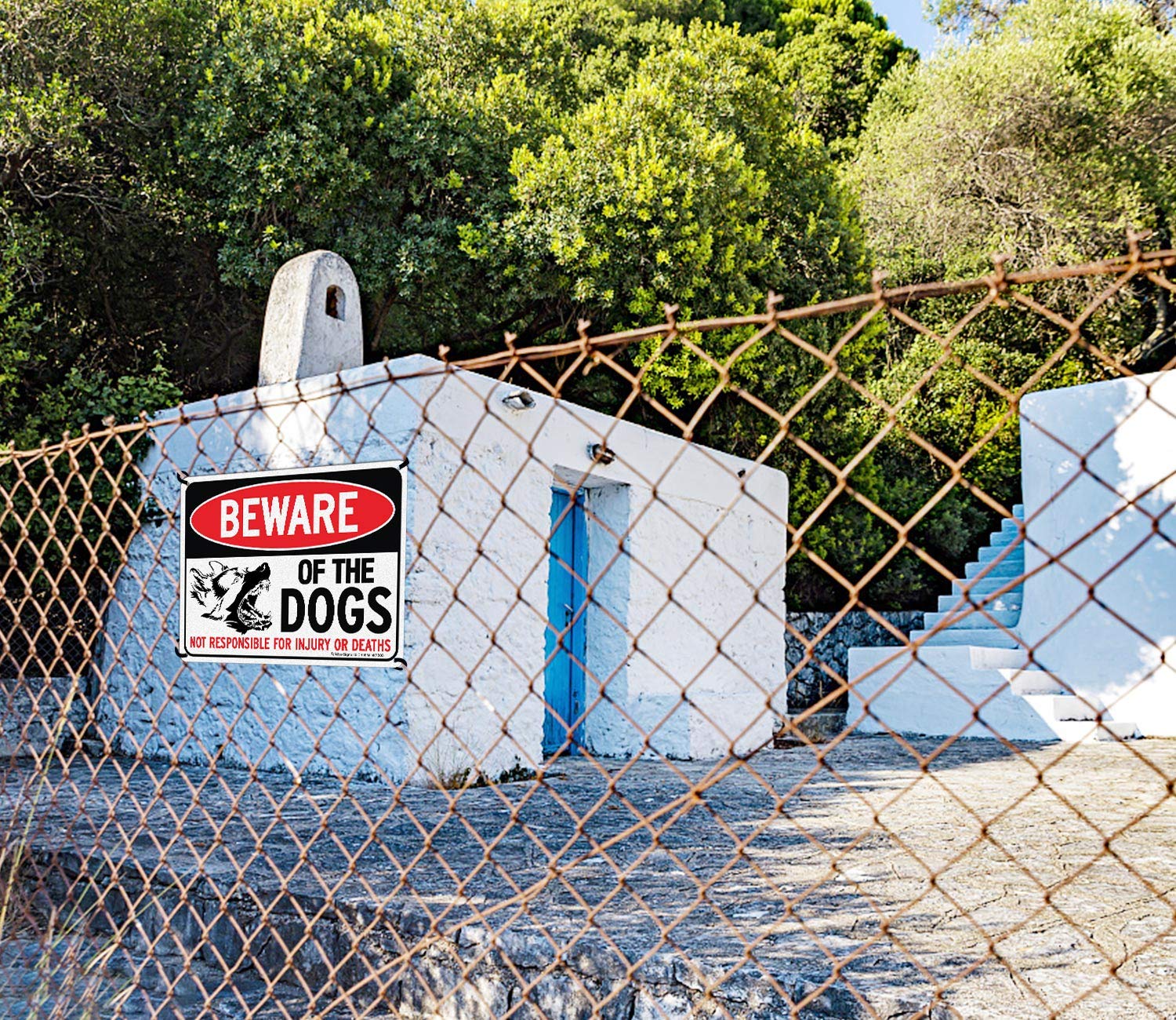 Beware of Dog Sign Not Responsible for Injury or Death,10x7 Inch Rust 