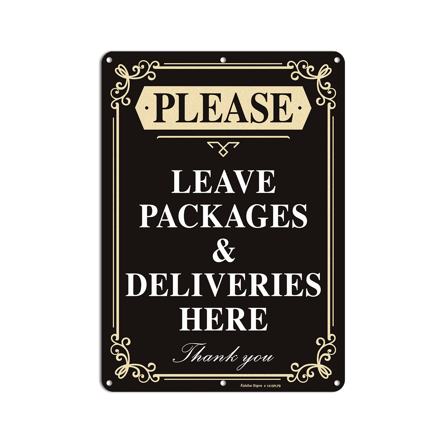 Faittoo Please Leave Packages and Deliveries Here Sign, 2-Pack 14 x 10 Inch Reflective Aluminum Sign, UV Protected and Weatherproof, Durable Ink, Easy to Install and Read, Indoor/ Outdoors Use