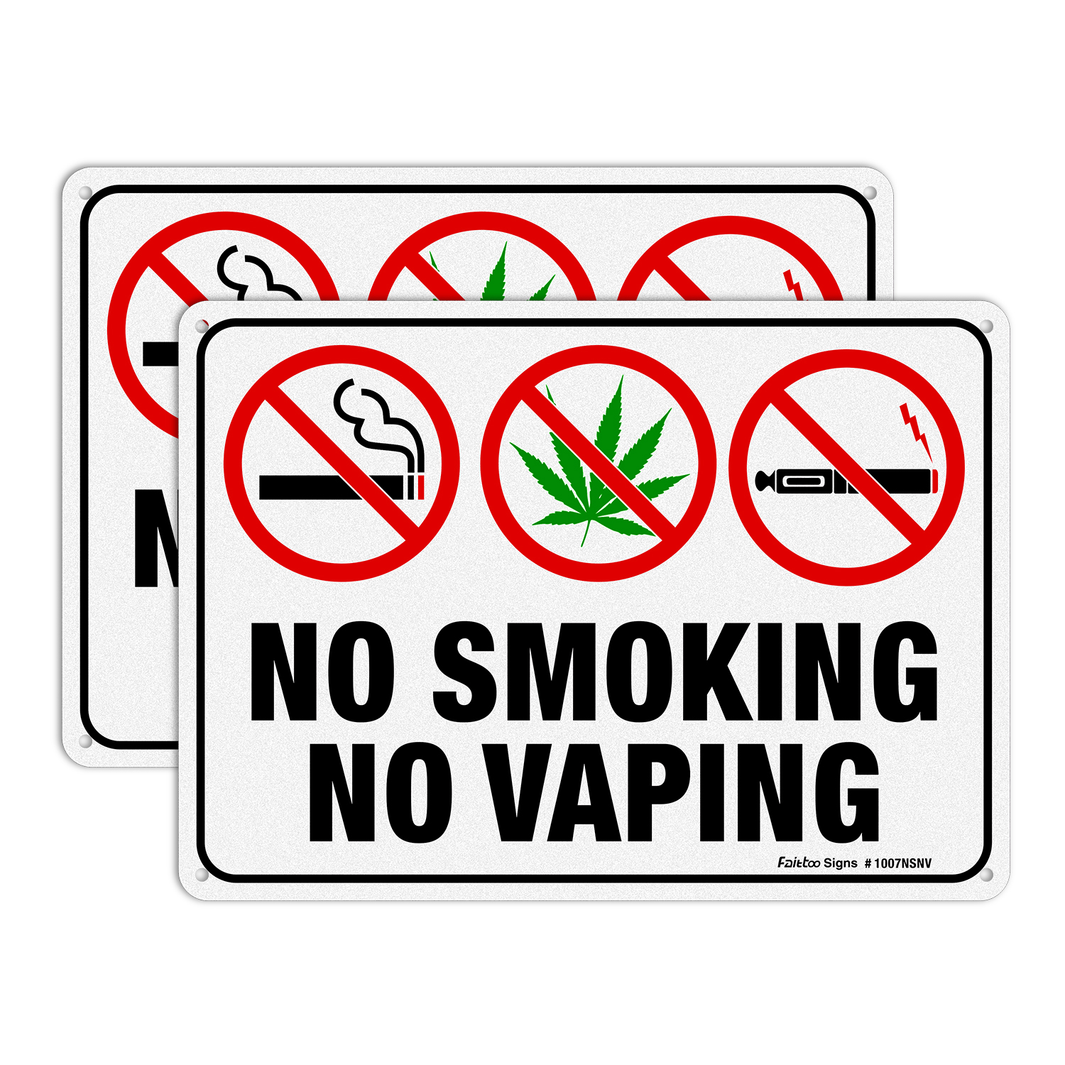 Faittoo No Smoking No Vaping Sign, No Smoking Vaping Symbol Signs, 10 x 7 Inches, Rust Free Aluminum, Reflective, UV Protected, Weather/Fade Resistant, Easy to Install, Indoor/ Outdoors Use