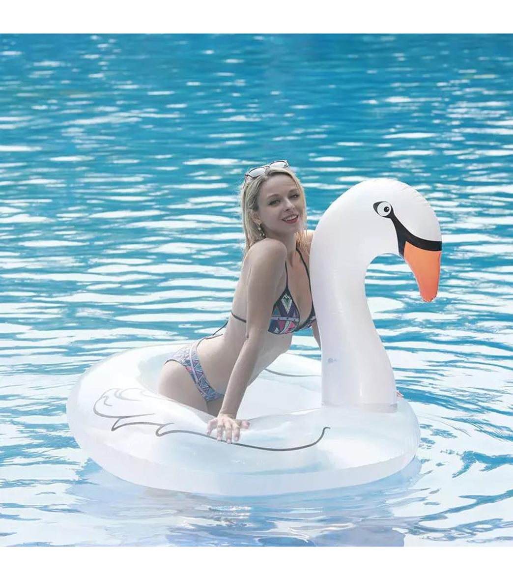 Swan Inflatable Pool Swim Float Tube with Feather 40"