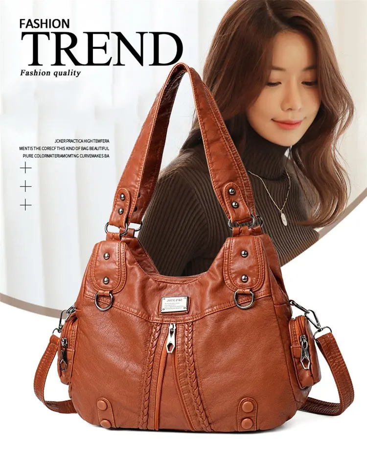 Nová veľkokapacitná taška cez rameno z mäkkej kože na rok 2022