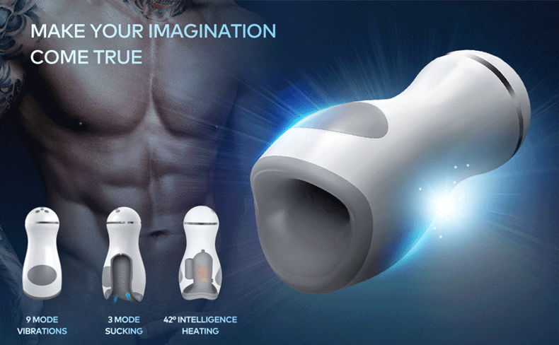 vibrating suction heating male masturbator cup