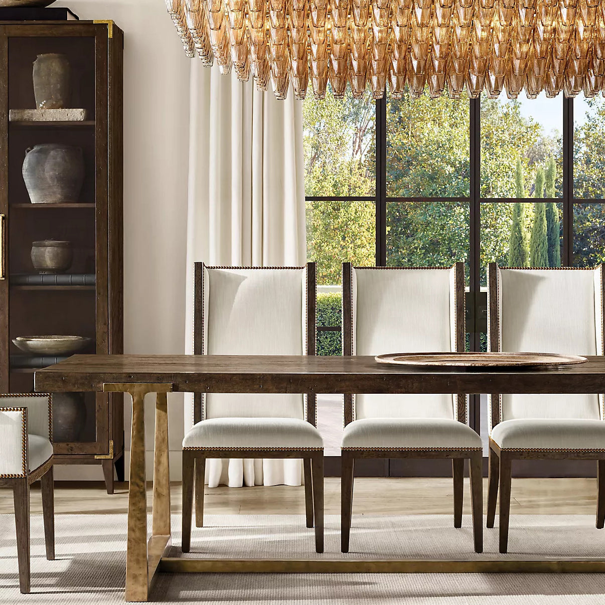 Chiara Glass Tiered Rectangular Chandelier 54"