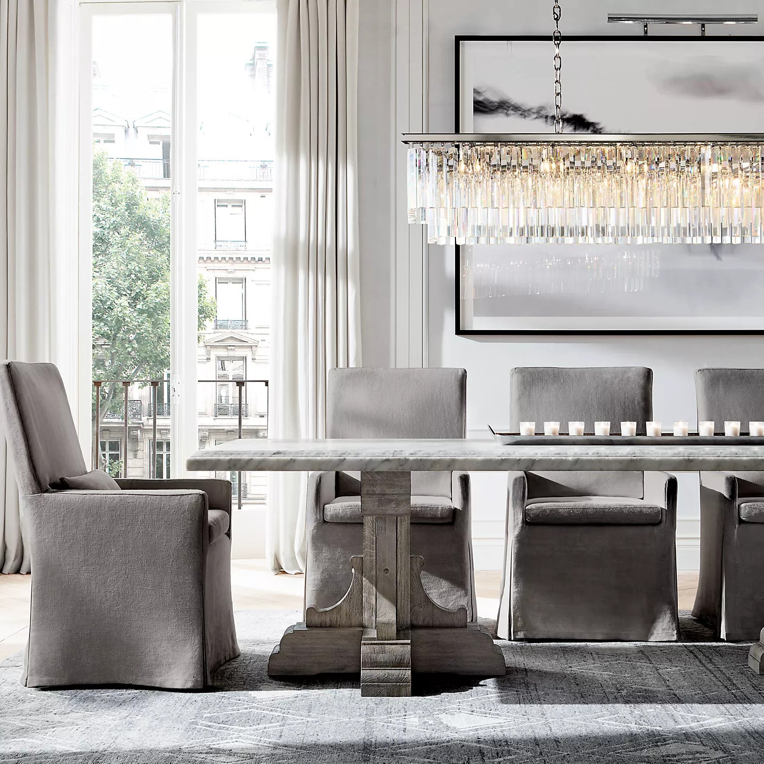 Odeon Rectangle Chandelier 40", 2-Tier