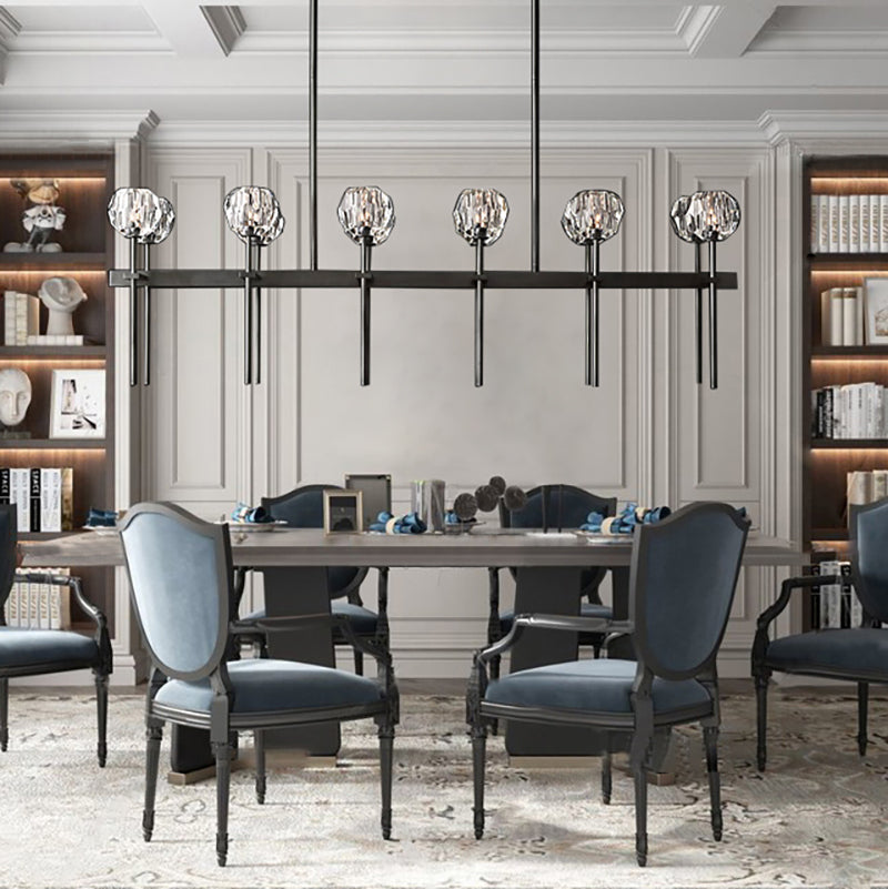 Boule Cristal Double Linear Chandelier 60"