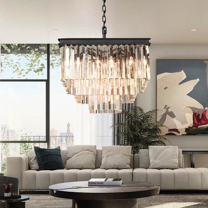 Odeon Square Chandelier 22",3-Tier