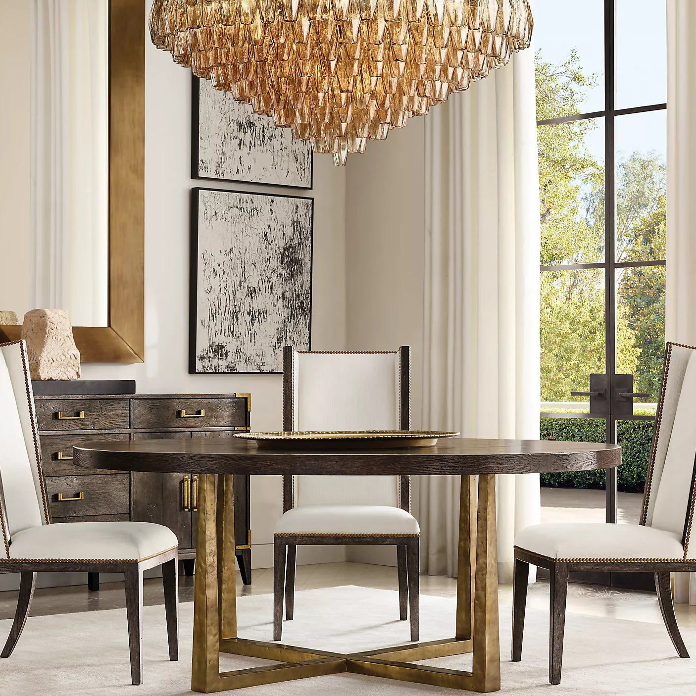 Chiara Glass Tiered Round Chandelier 61"