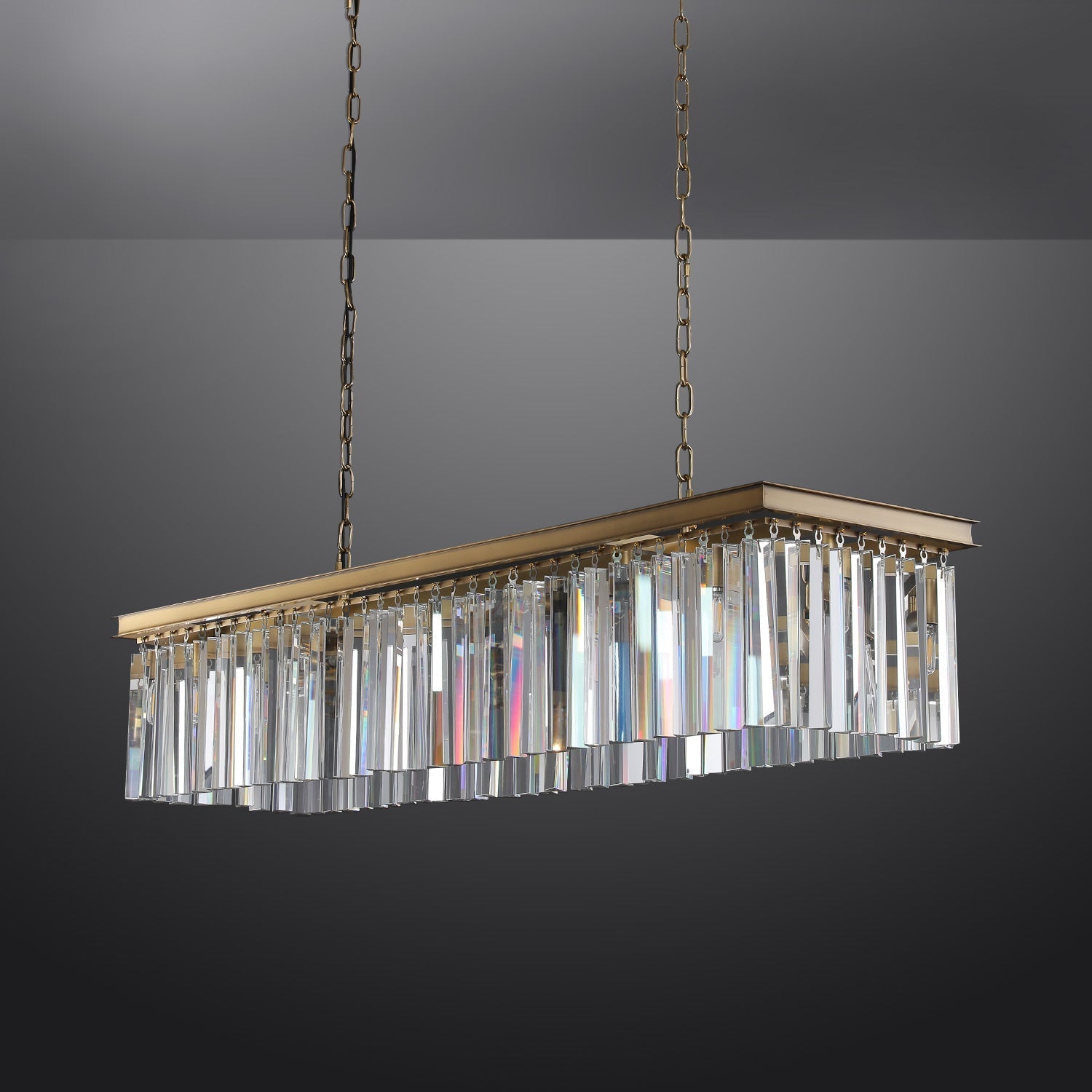 Rhys Rectangular Crystal Chandelier 49", Crystal Prism