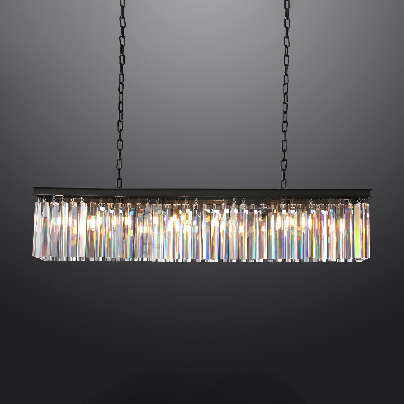 Rhys Rectangular Chandelier 59",Crystal Prism