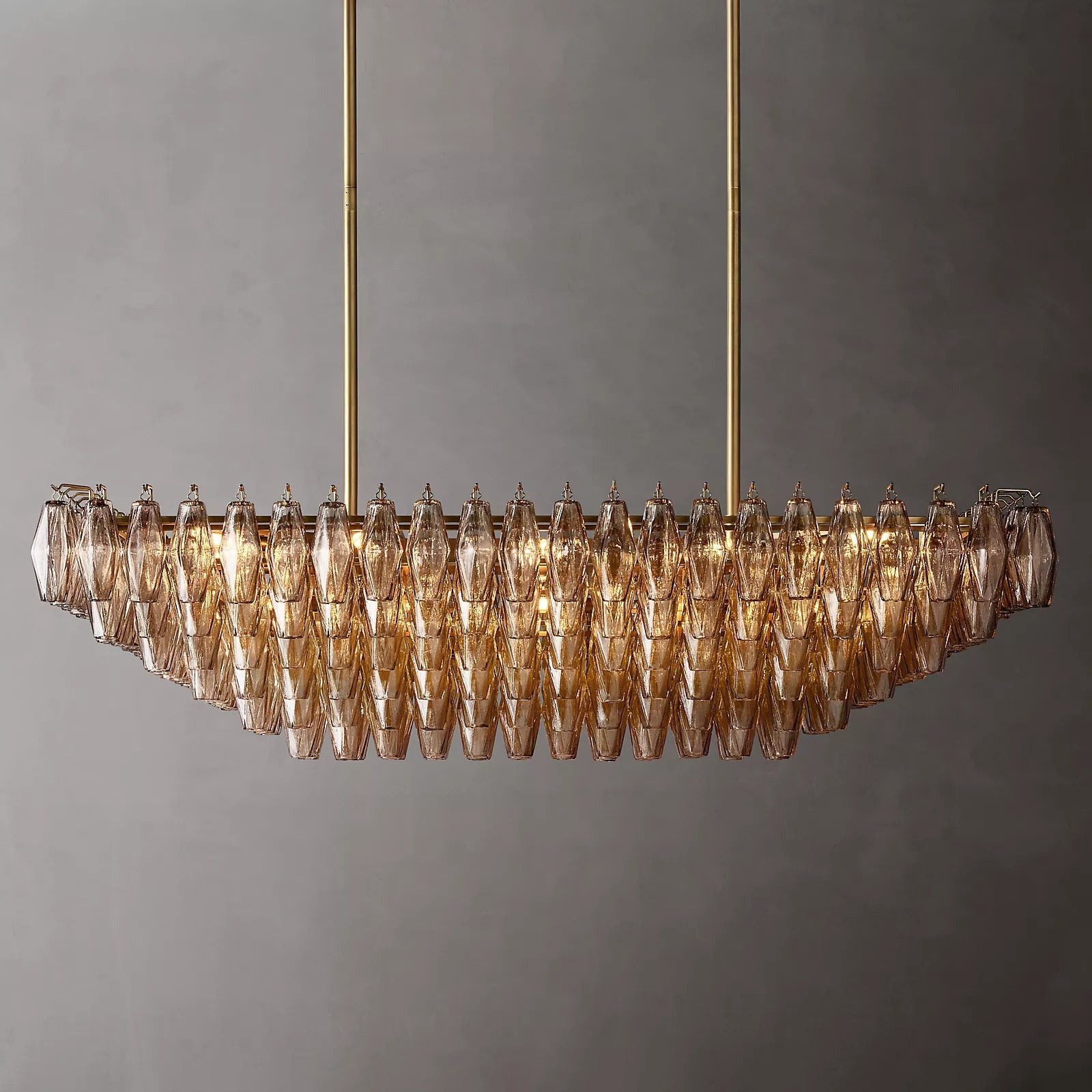 Chiara Glass Tiered Rectangular Chandelier 54"