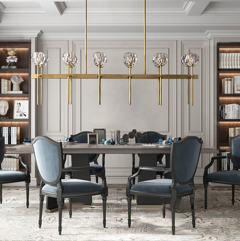 Boule Cristal Double Linear Chandelier 60"