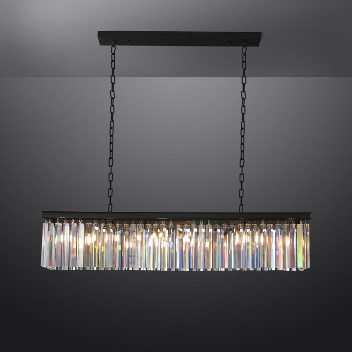 Rhys Rectangular Crystal Chandelier 49", Crystal Prism