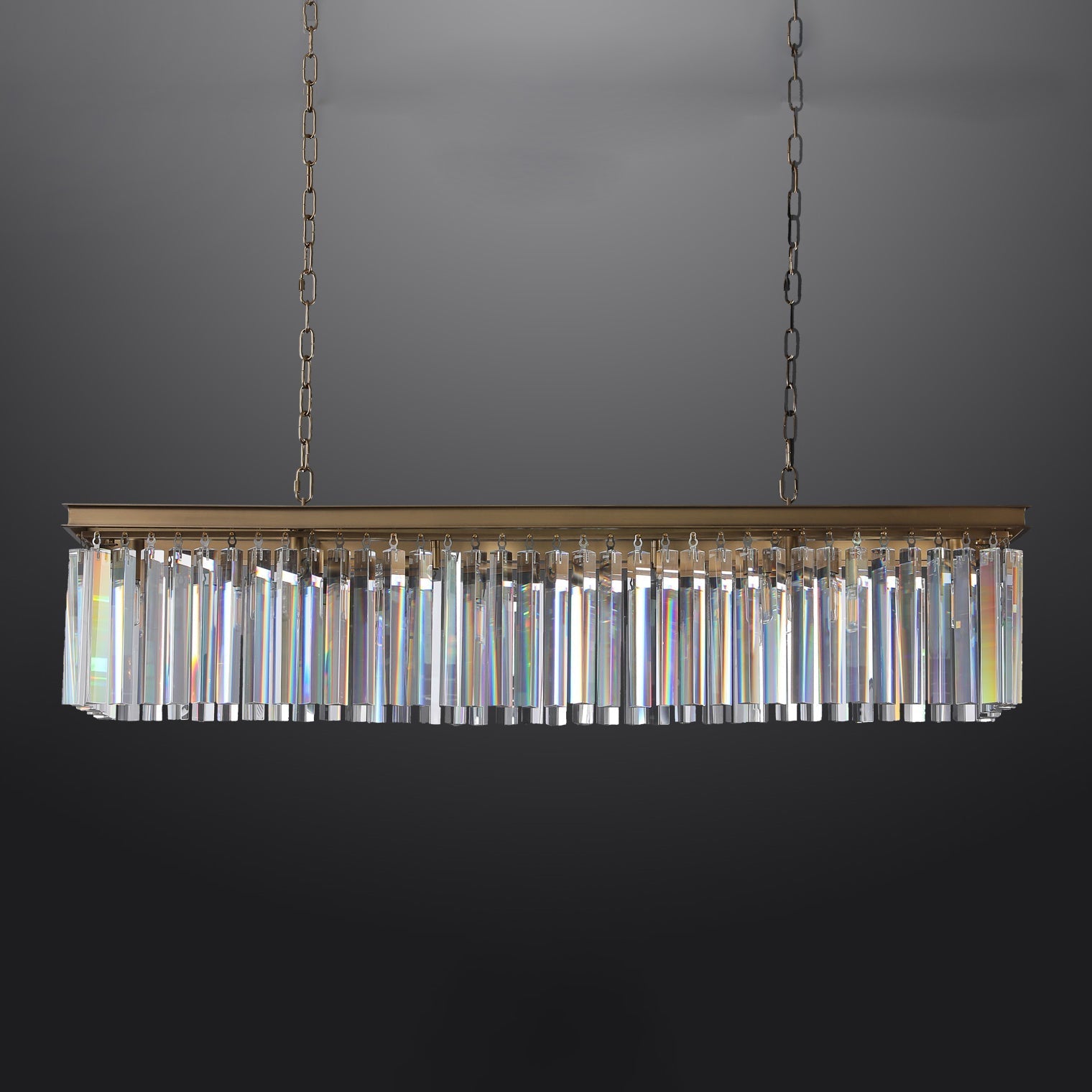 Rhys Rectangular Crystal Chandelier 49", Crystal Prism