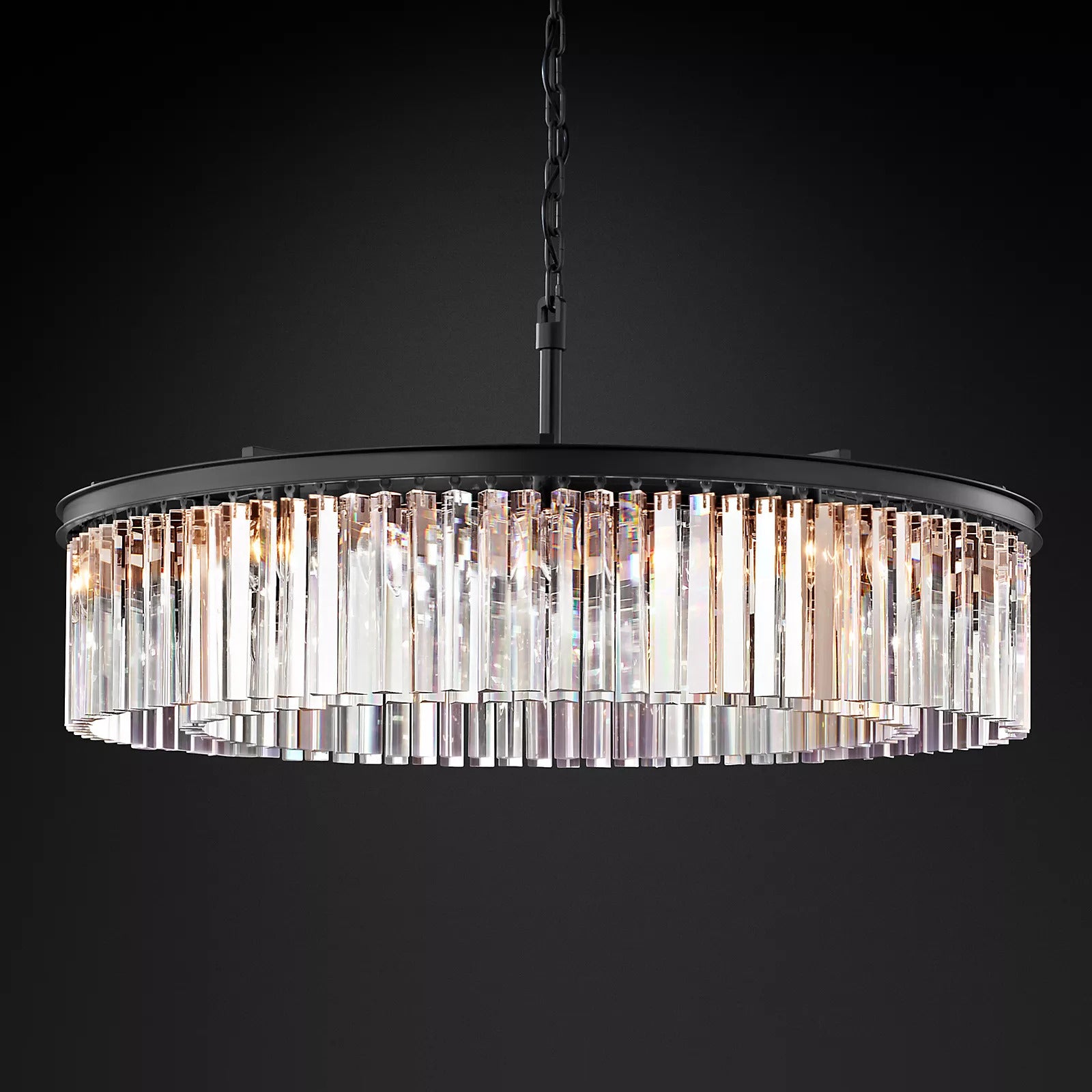 Rhys Round Chandelier 43", Crystal Prism