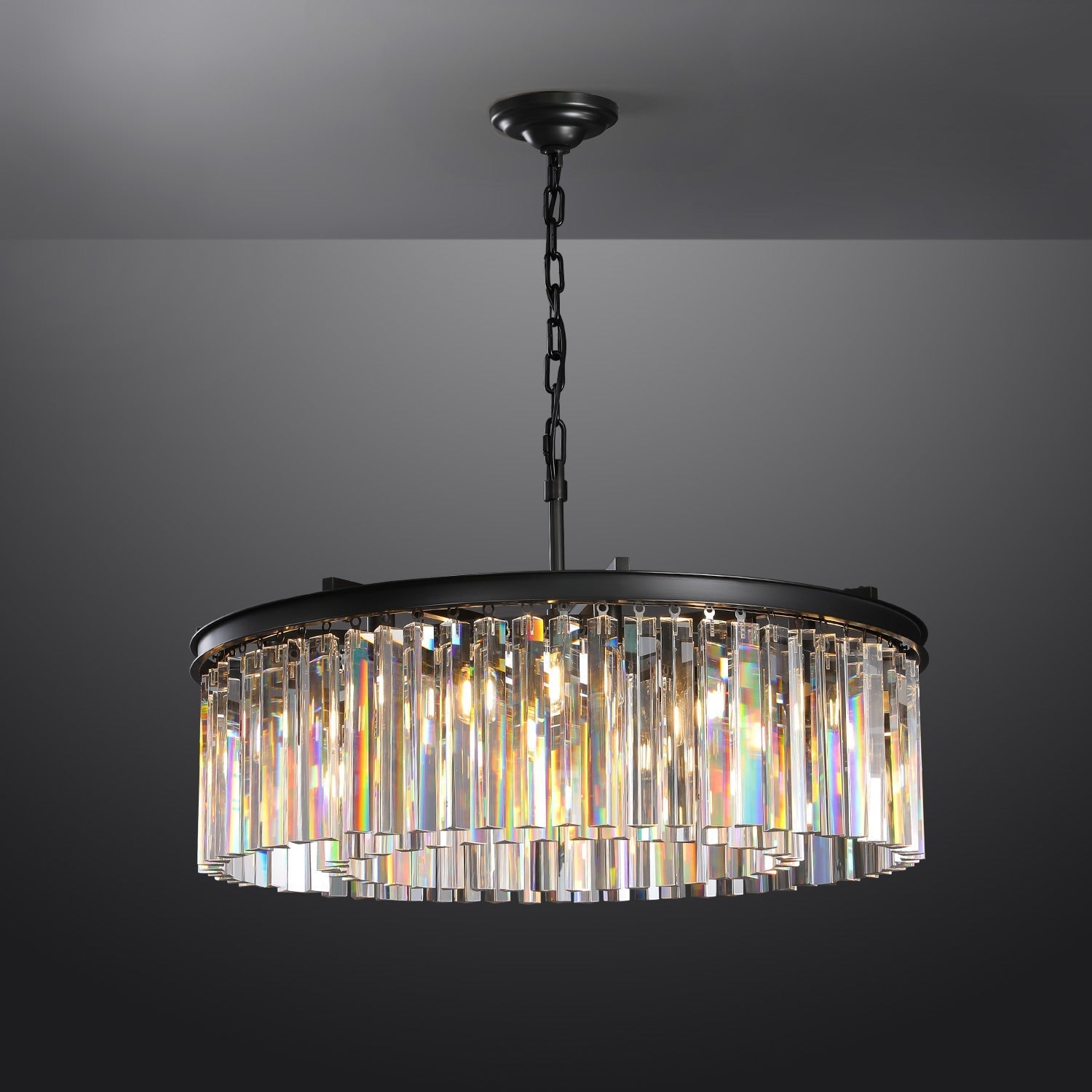 Rhys Round Chandelier 32" ,Crystal Prism