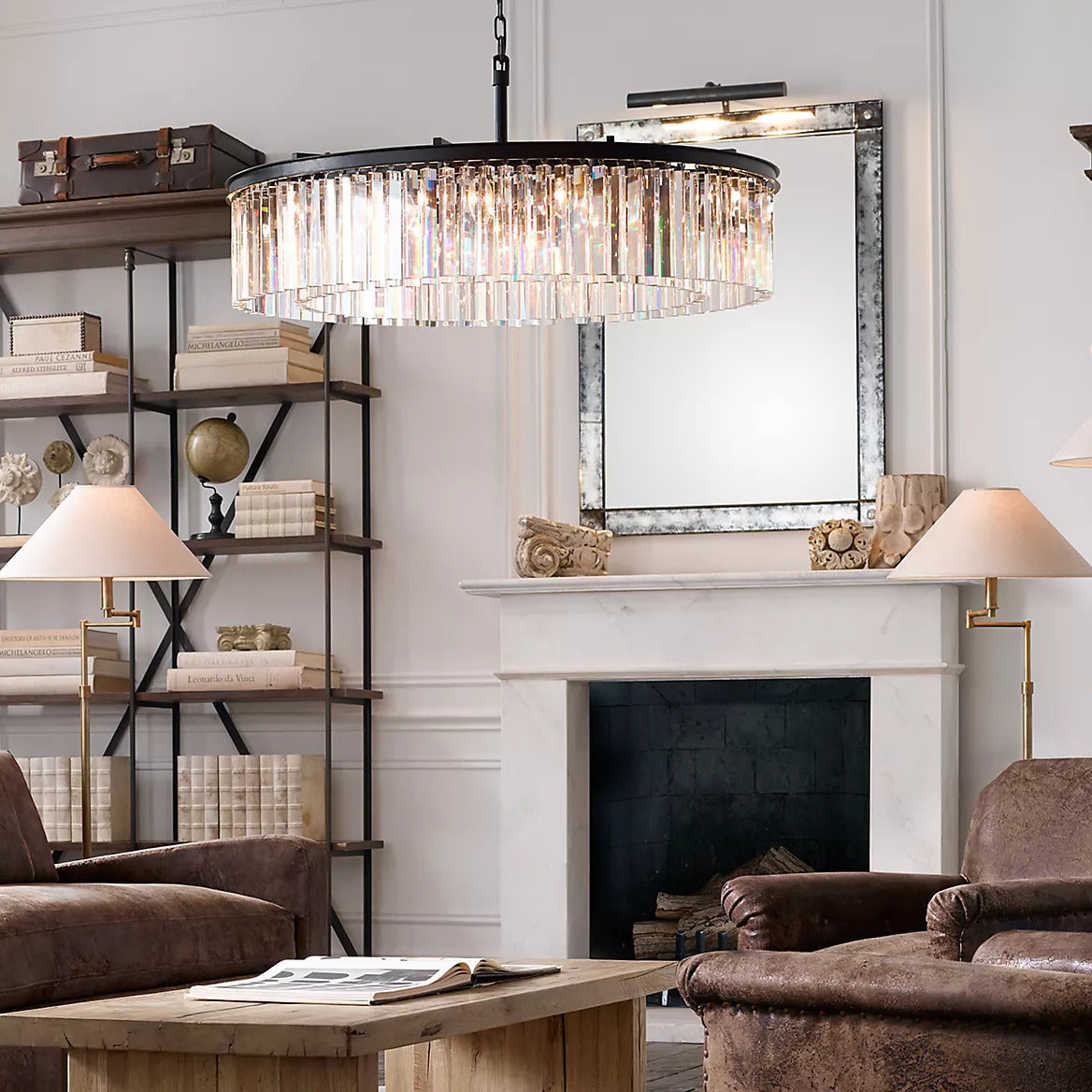 Rhys Round Chandelier 32" ,Crystal Prism