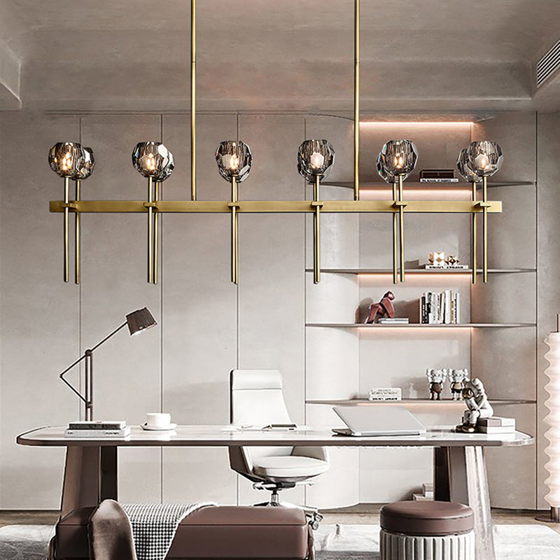 Boule Cristal Double Linear Chandelier 60"