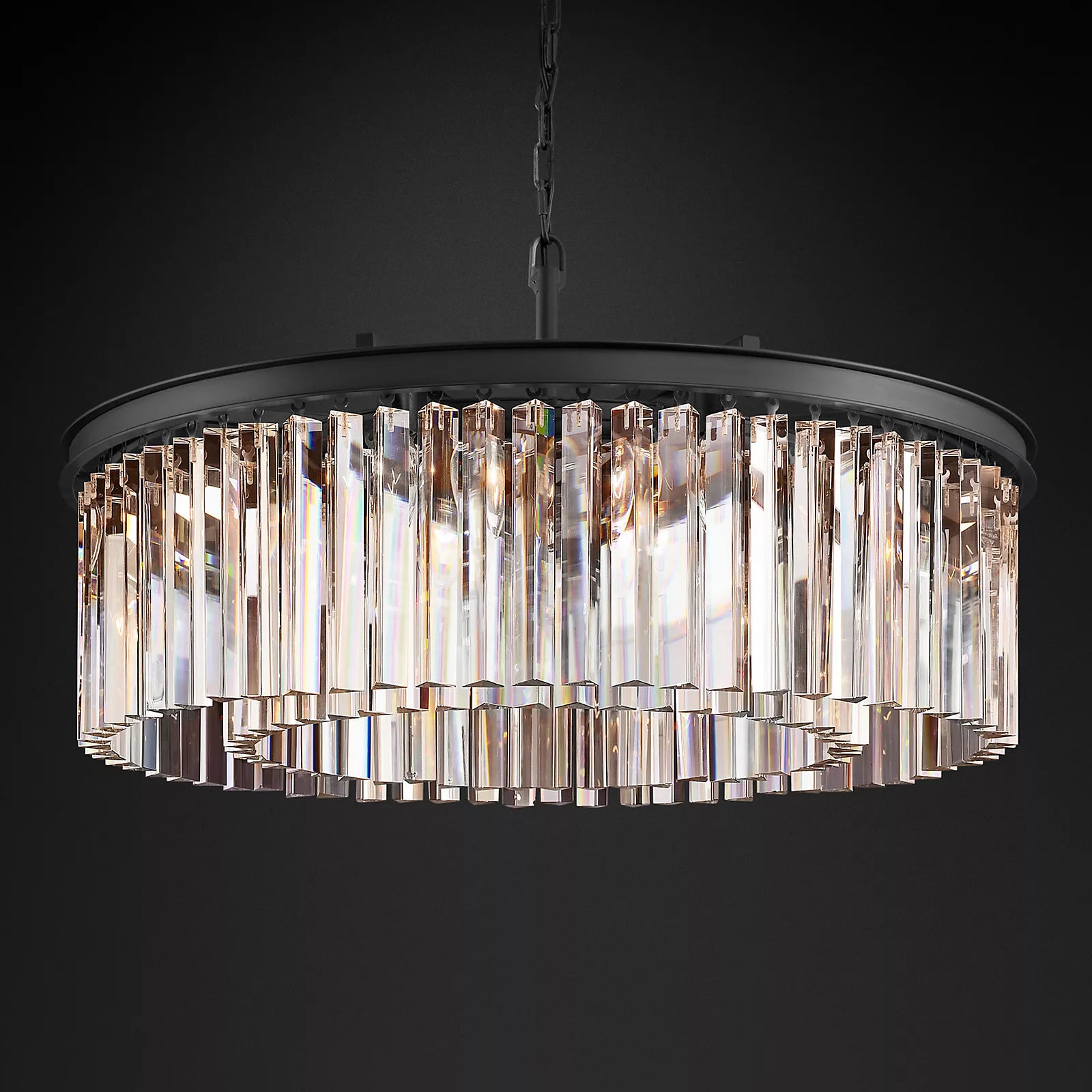 Rhys Round Chandelier 32" ,Crystal Prism