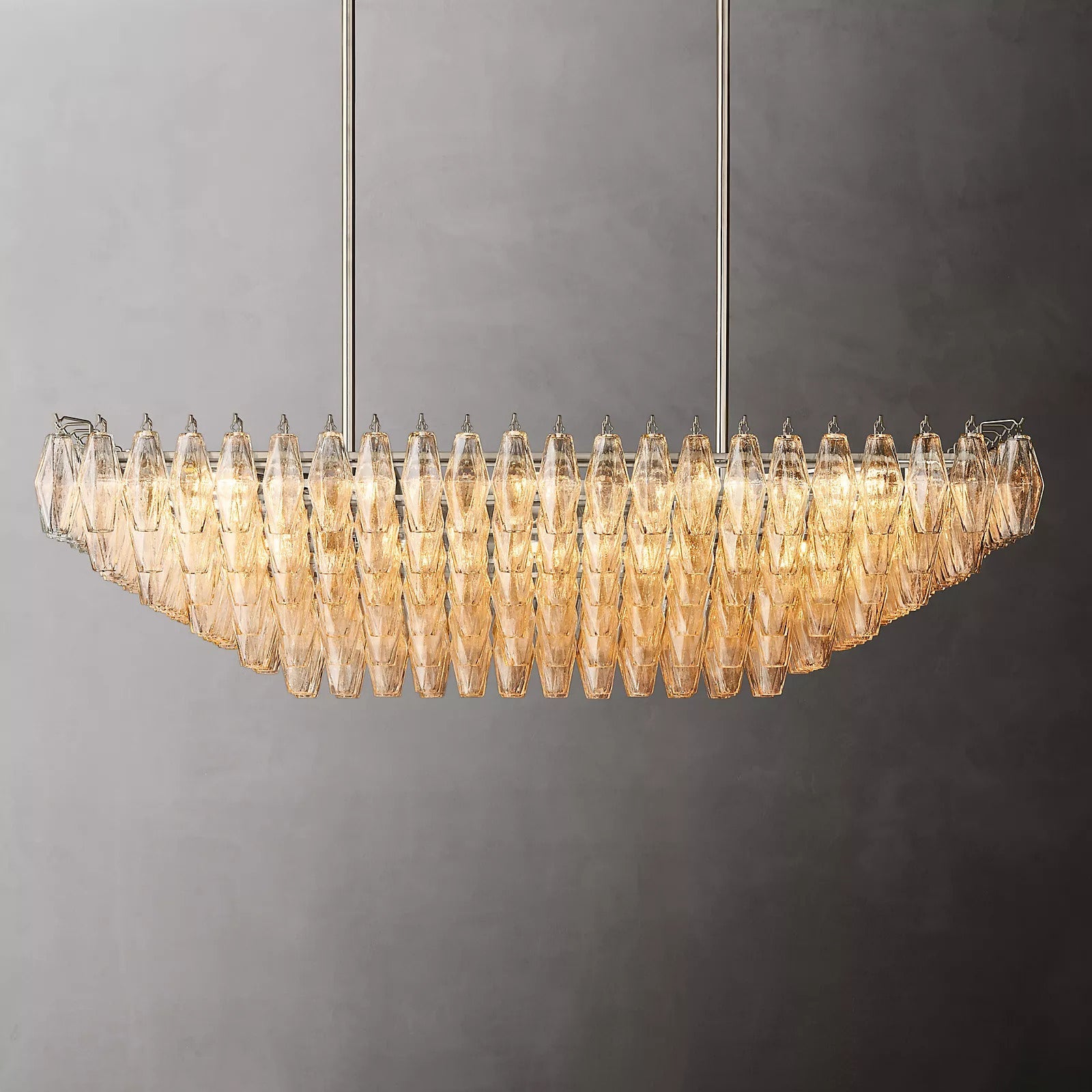 Chiara Glass Tiered Rectangular Chandelier 54"