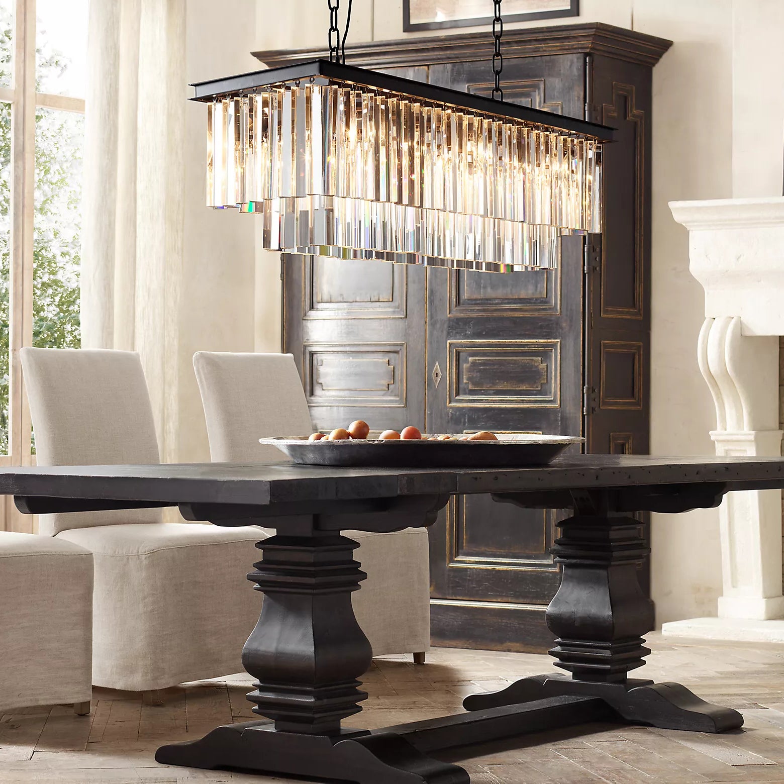 Odeon Rectangle Chandelier 40", 2-Tier