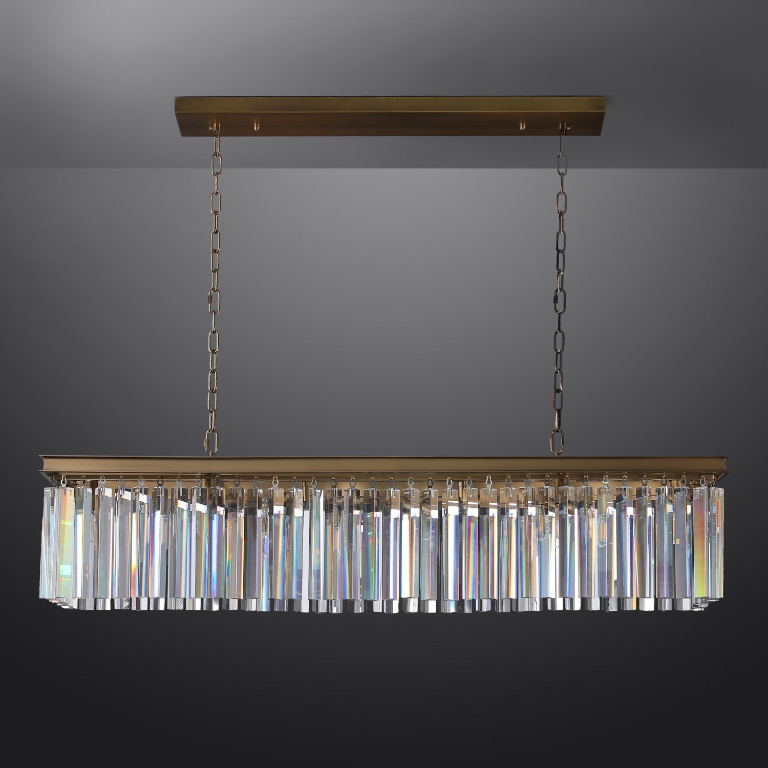 Rhys Rectangular Crystal Chandelier 49", Crystal Prism