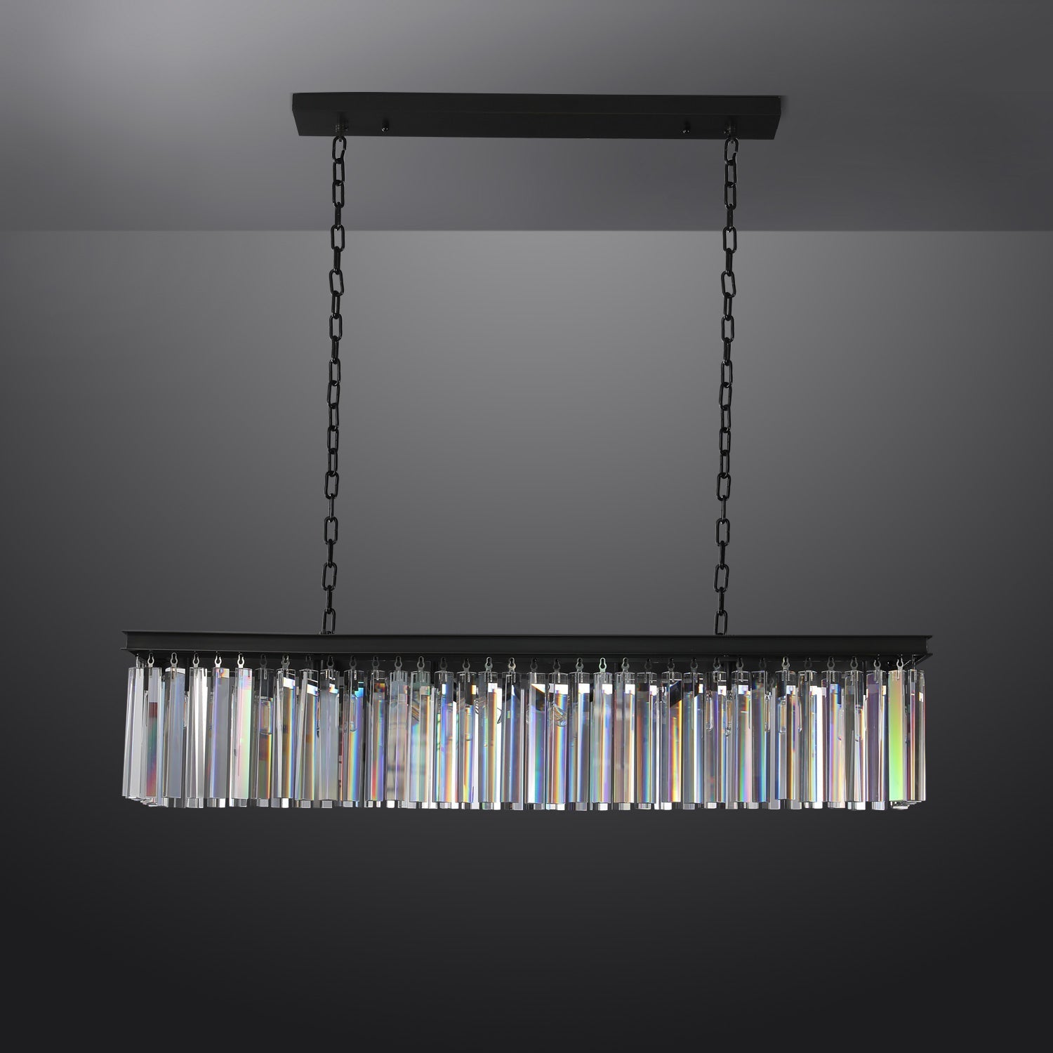 Rhys Rectangular Chandelier 59",Crystal Prism