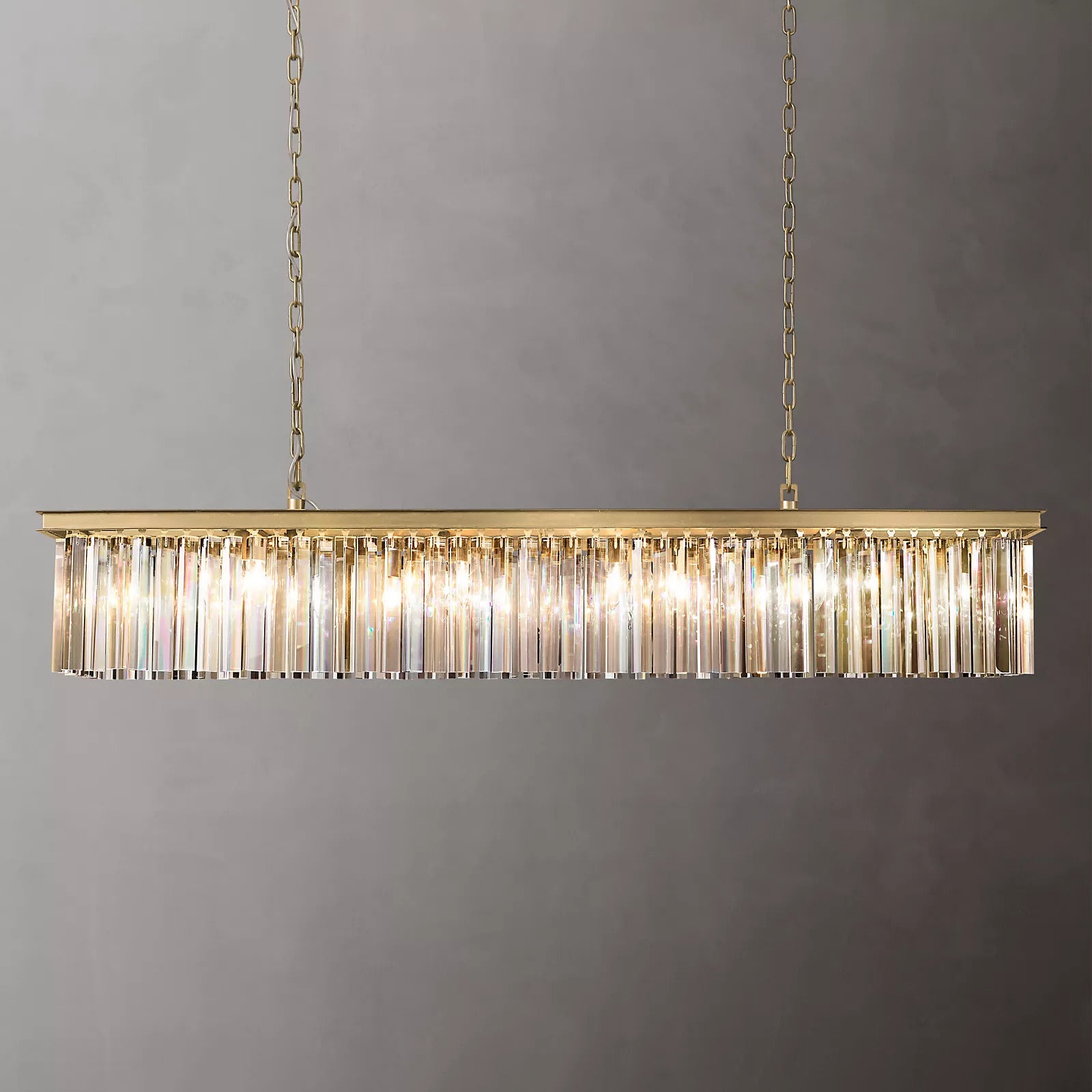 Rhys Rectangular Chandelier 59",Crystal Prism