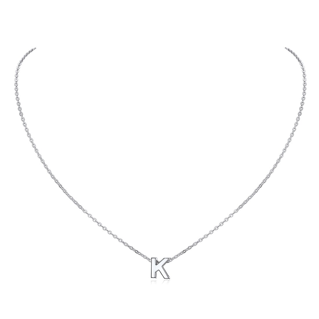 ChicSilver Letter A-Z Necklace 925 Sterling Silver Small Dainty Initial Pendant Necklace Personalized Name Necklace Tiny Alphabet Charm Necklace for Girls